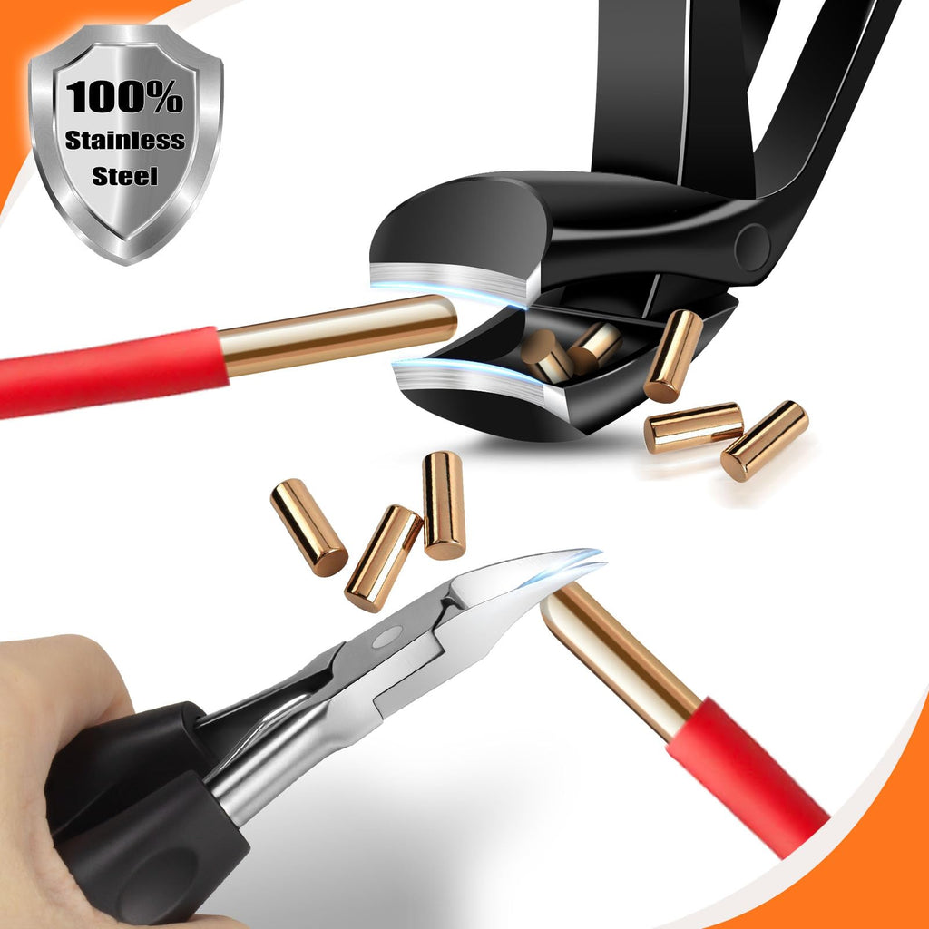 DRMODE Angled-Head Toenail Clippers for Thick Nails – Wide Jaw, Catcher, Heavy Duty