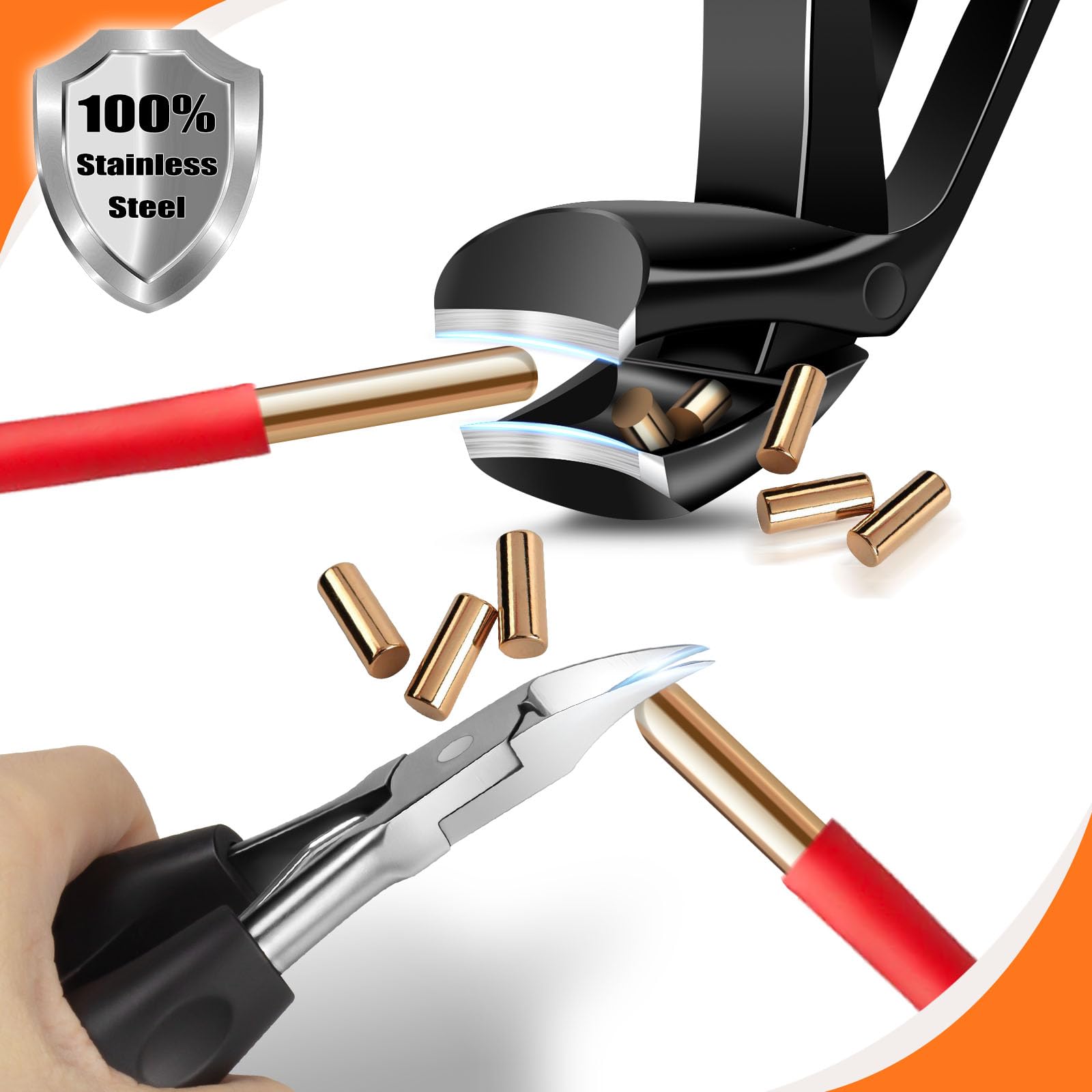 DRMODE Angled-Head Toenail Clippers for Thick Nails – Wide Jaw, Catcher, Heavy Duty
