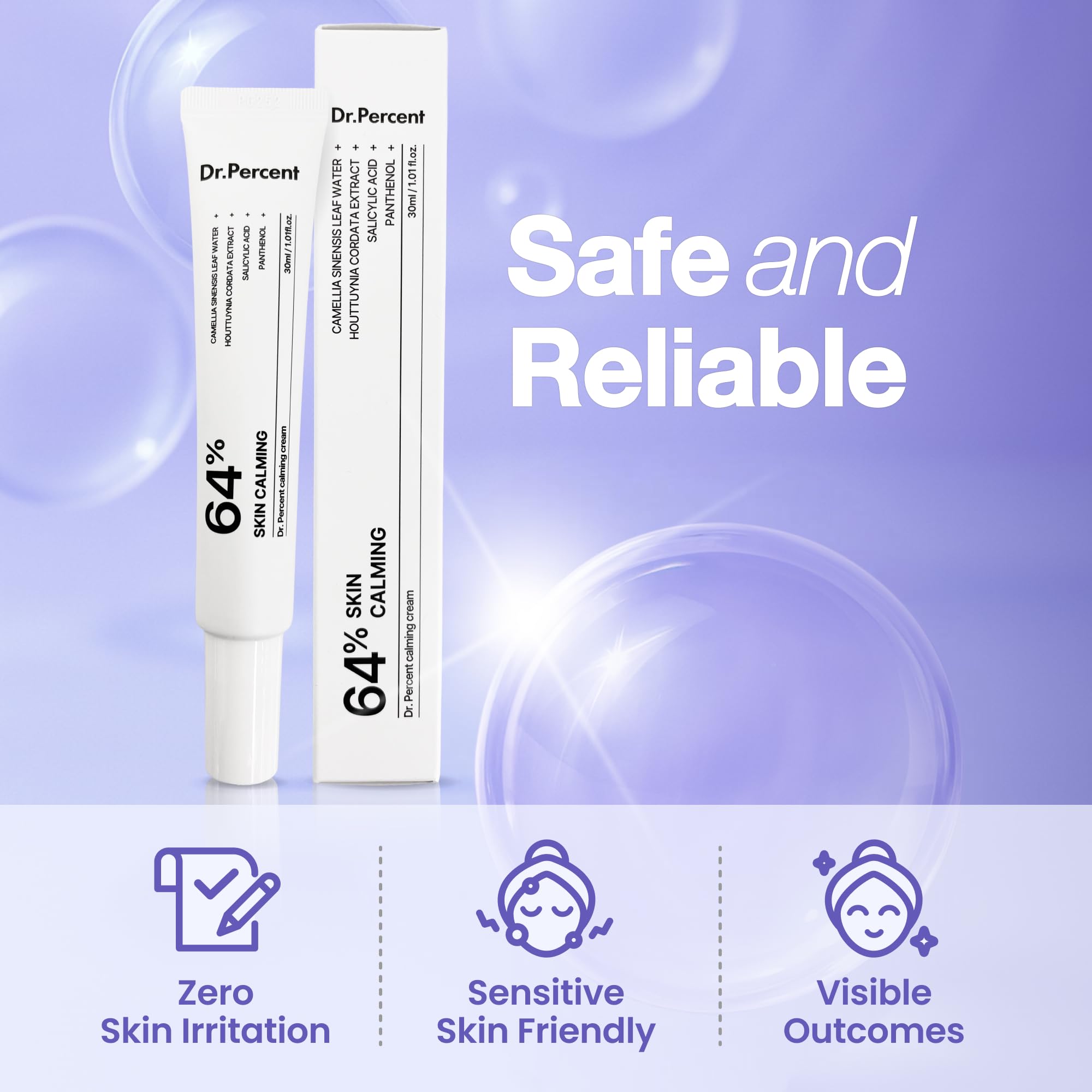 dr.percent Calming 64% Cream – Instant Soothing, Redness Relief, Hydration (30ml)