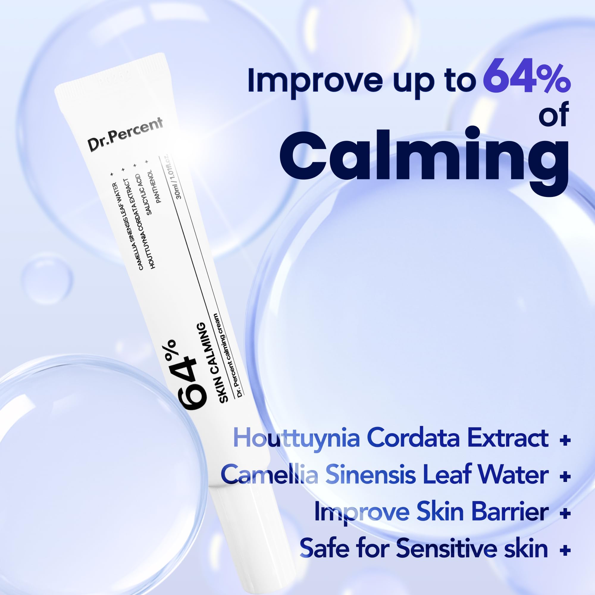 dr.percent Calming 64% Cream – Instant Soothing, Redness Relief, Hydration (30ml)