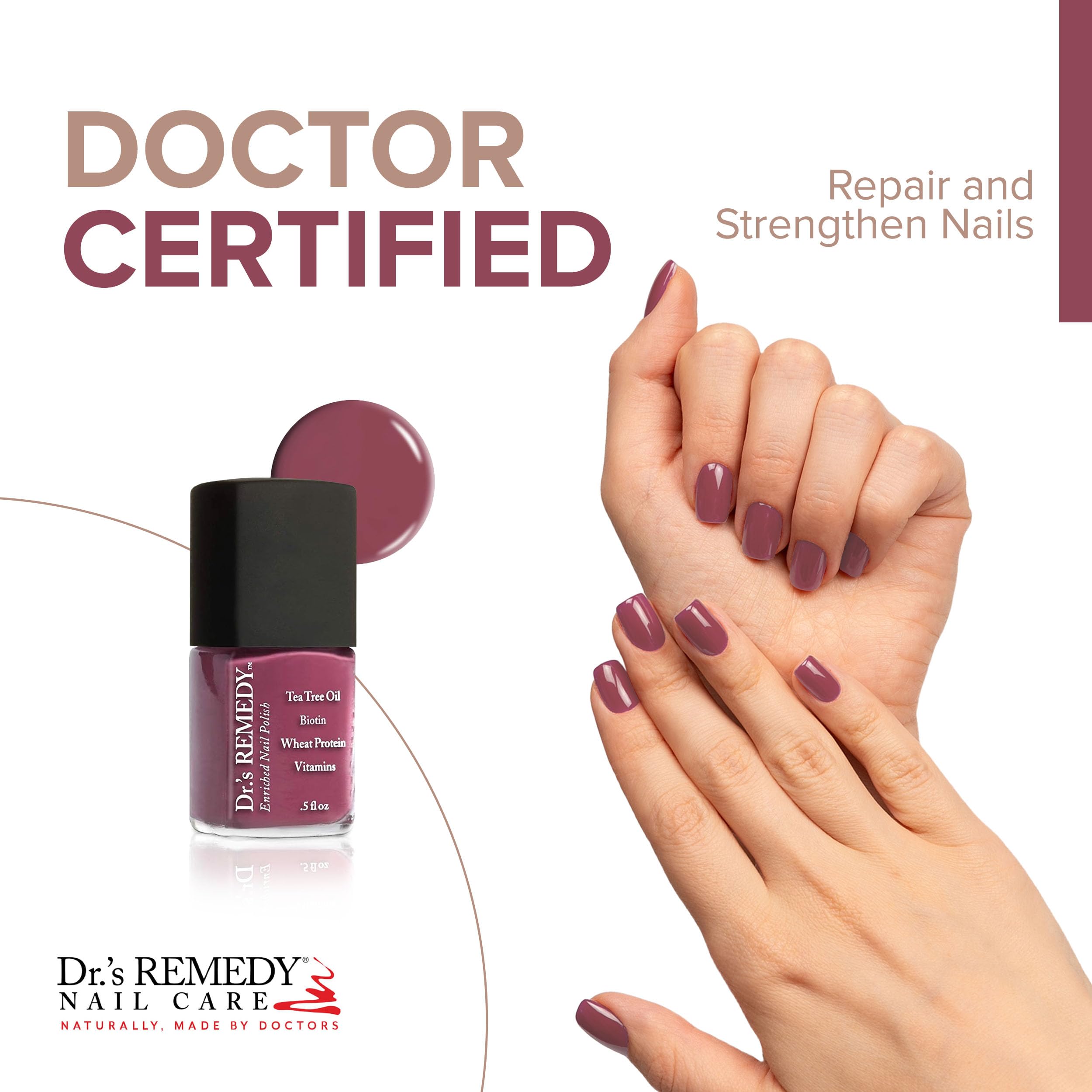 Dr.’s Remedy Enriched Nail Polish – BRAVE Berry | Non-Toxic, 24-Free, Doctor-Formulated