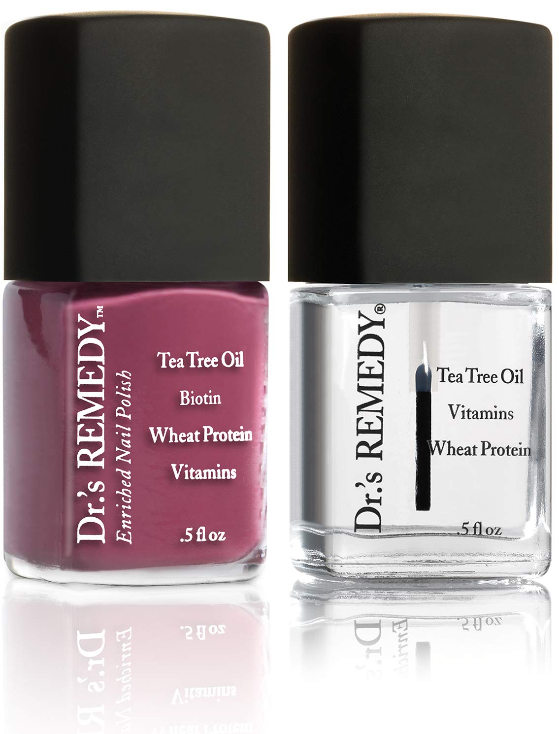 Dr.'s Remedy Enriched Nail Polish – Brave Berry with Base Coat Set (0.5 fl oz Each)