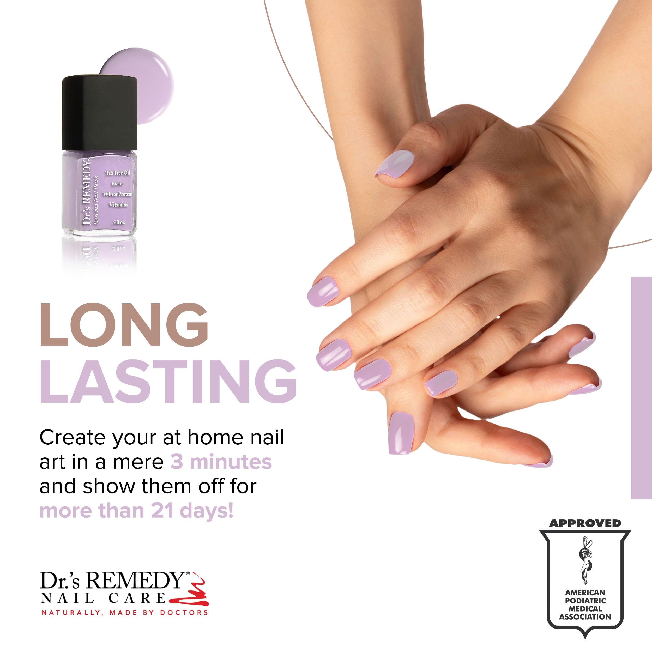 Dr.'s Remedy Enriched Nail Polish Lilac – Doctor-Formulated, 24-Free, Non-Toxic