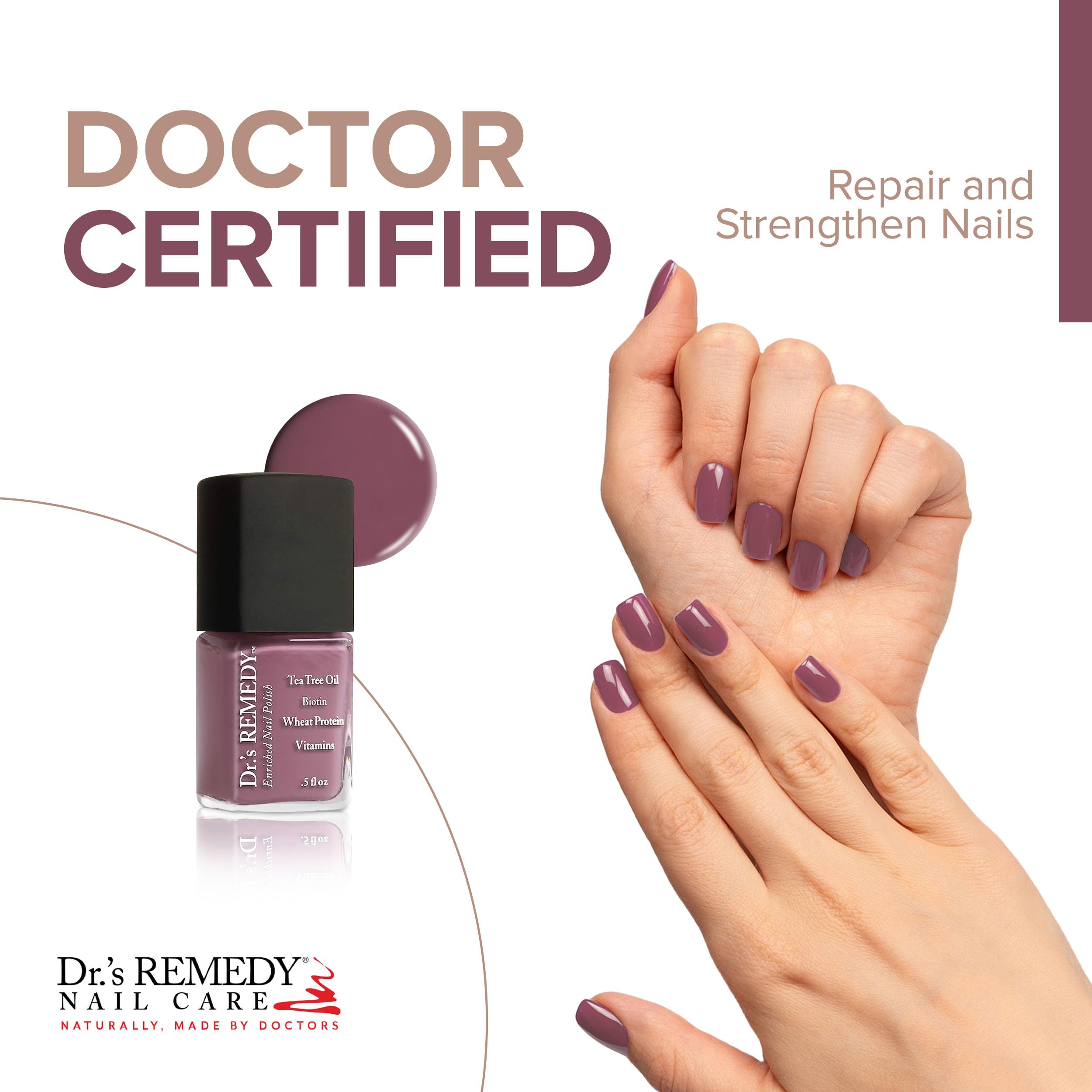 Dr.’s Remedy Enriched Nail Polish – Non-Toxic, 24-Free, Doctor-Formulated (Mindful Mulberry)