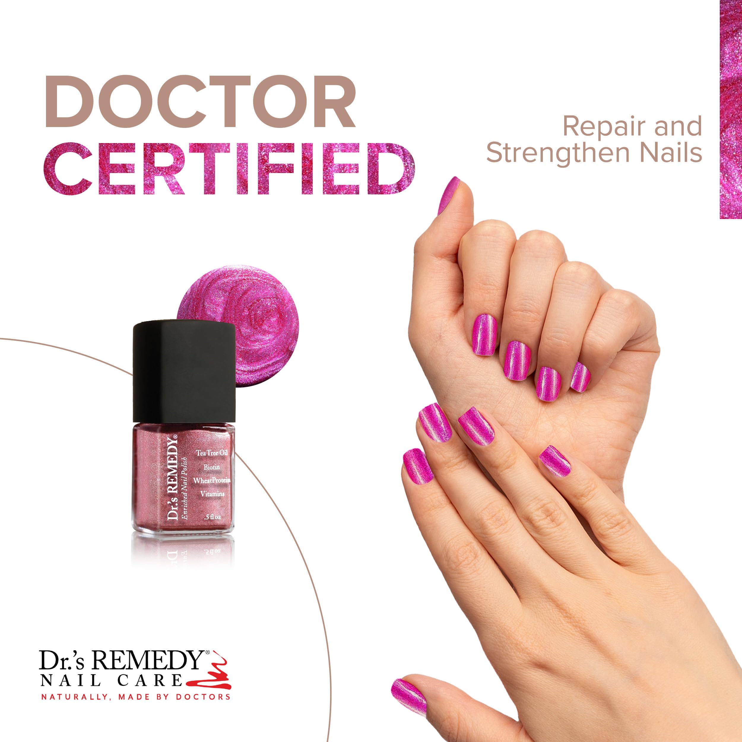 Dr.’s Remedy Enriched Nail Polish – Reflective Rose, 24-Free, Non-Toxic, All-Natural, Doctor Formulated