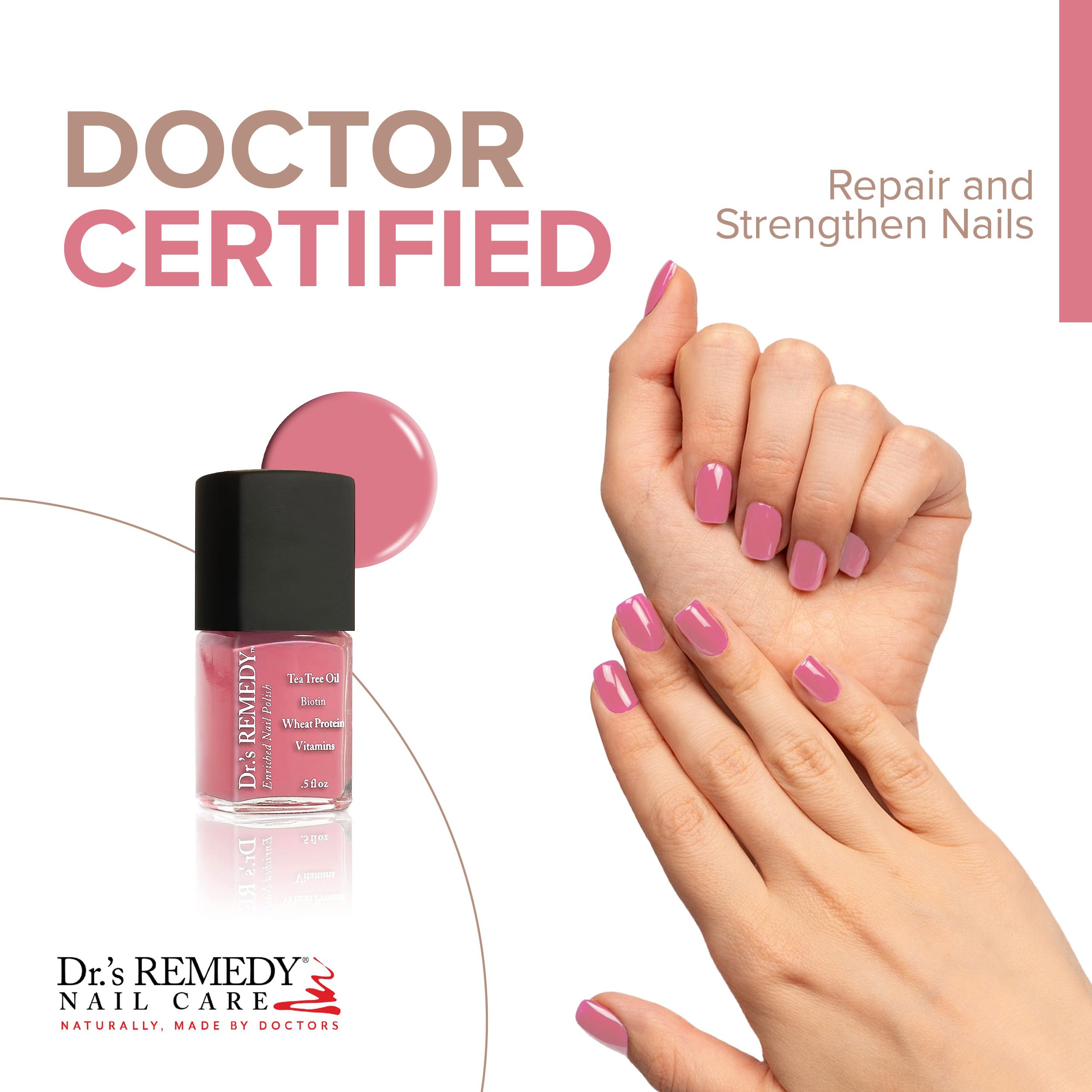 Dr.'s Remedy Enriched Nail Polish Serene Salmon – Non-Toxic, All-Natural, 24-Free