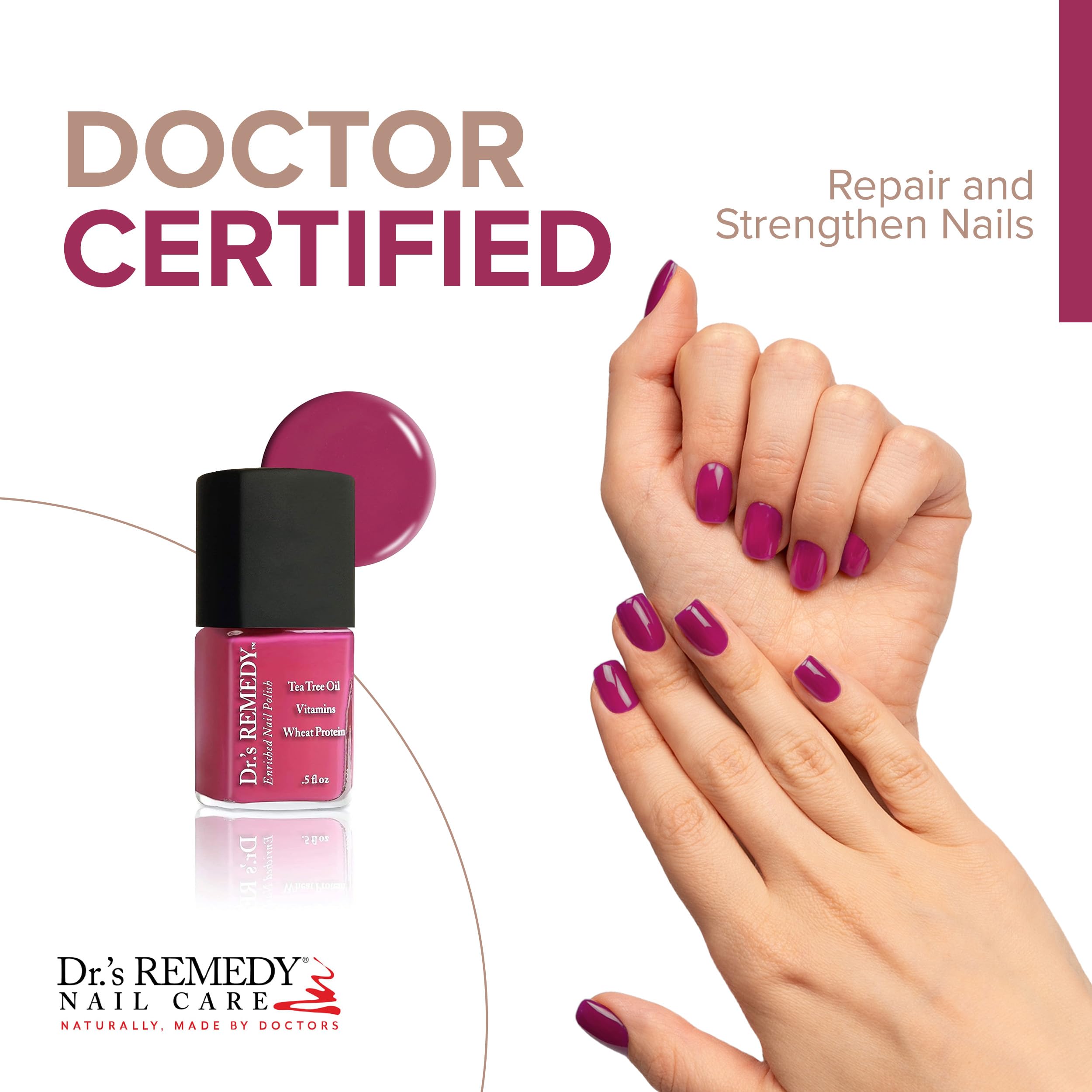 Drs Remedy 3 Pack Nail Polish Kit – Sensational Sunshine Trio, Non-Toxic All-Natural Enriched Nail Strengthener and Glaze in HOPEFUL Hot Pink & TRUSTING Turquoise