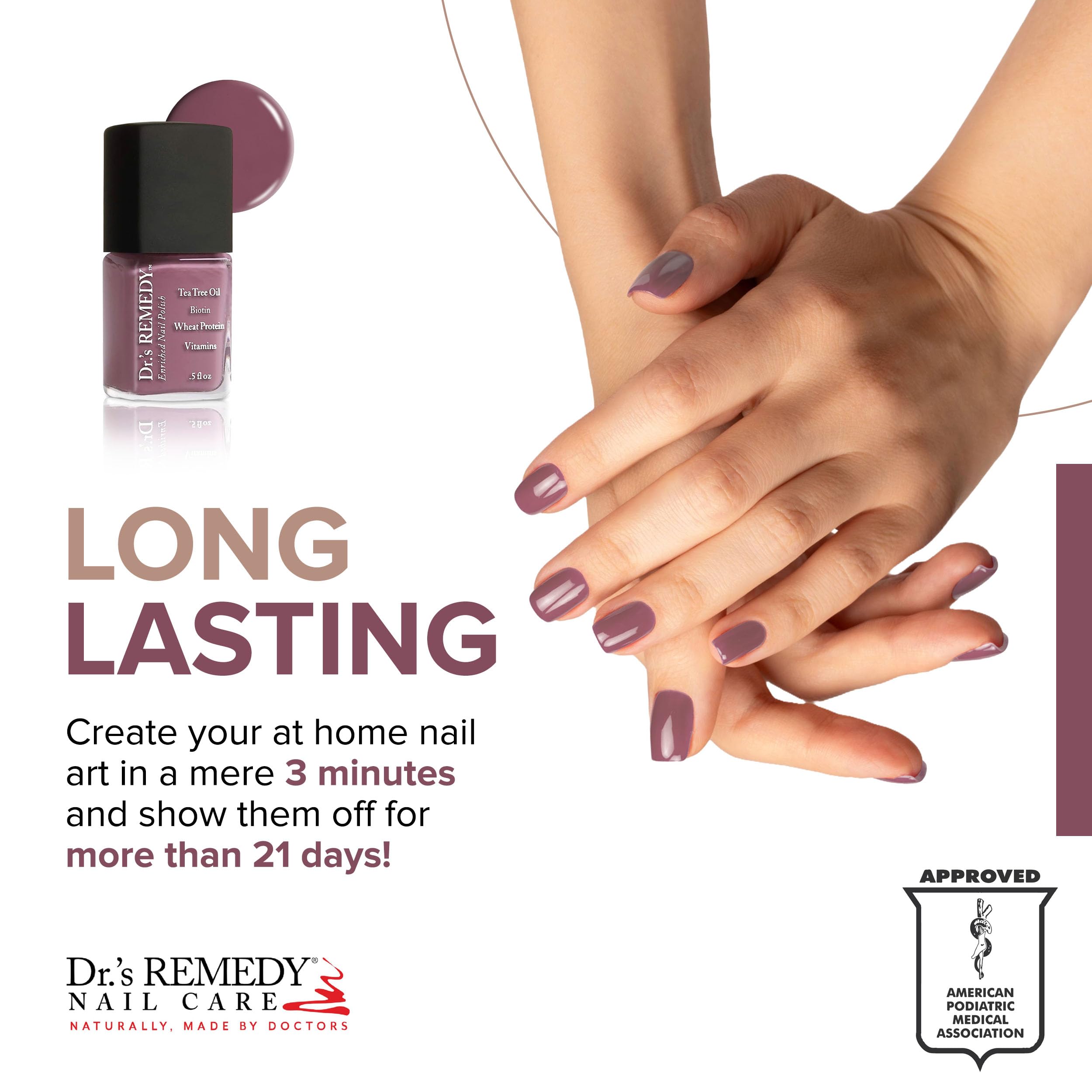 Dr.'s Remedy 3 Pack Nail Polish Kit: BRILLIANT Berry Trio — Non-Toxic, All-Natural Nail Strengthener