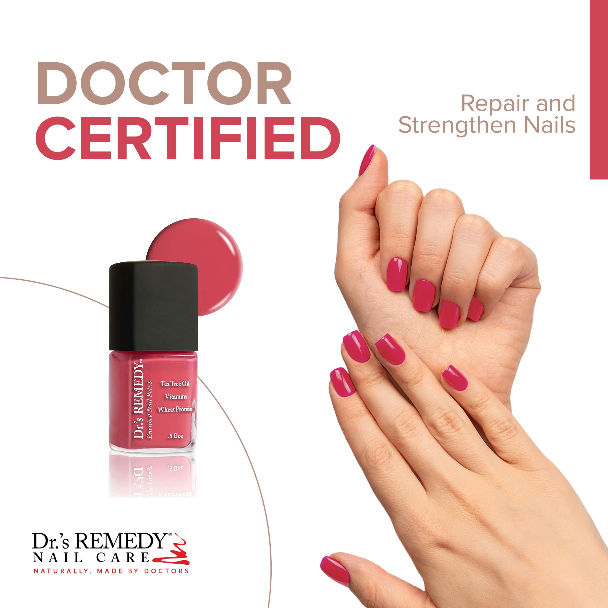 Dr.'s Remedy Enriched Nail Polish — Non-Toxic, All-Natural, Doctor Formulated — Peaceful Pink Coral