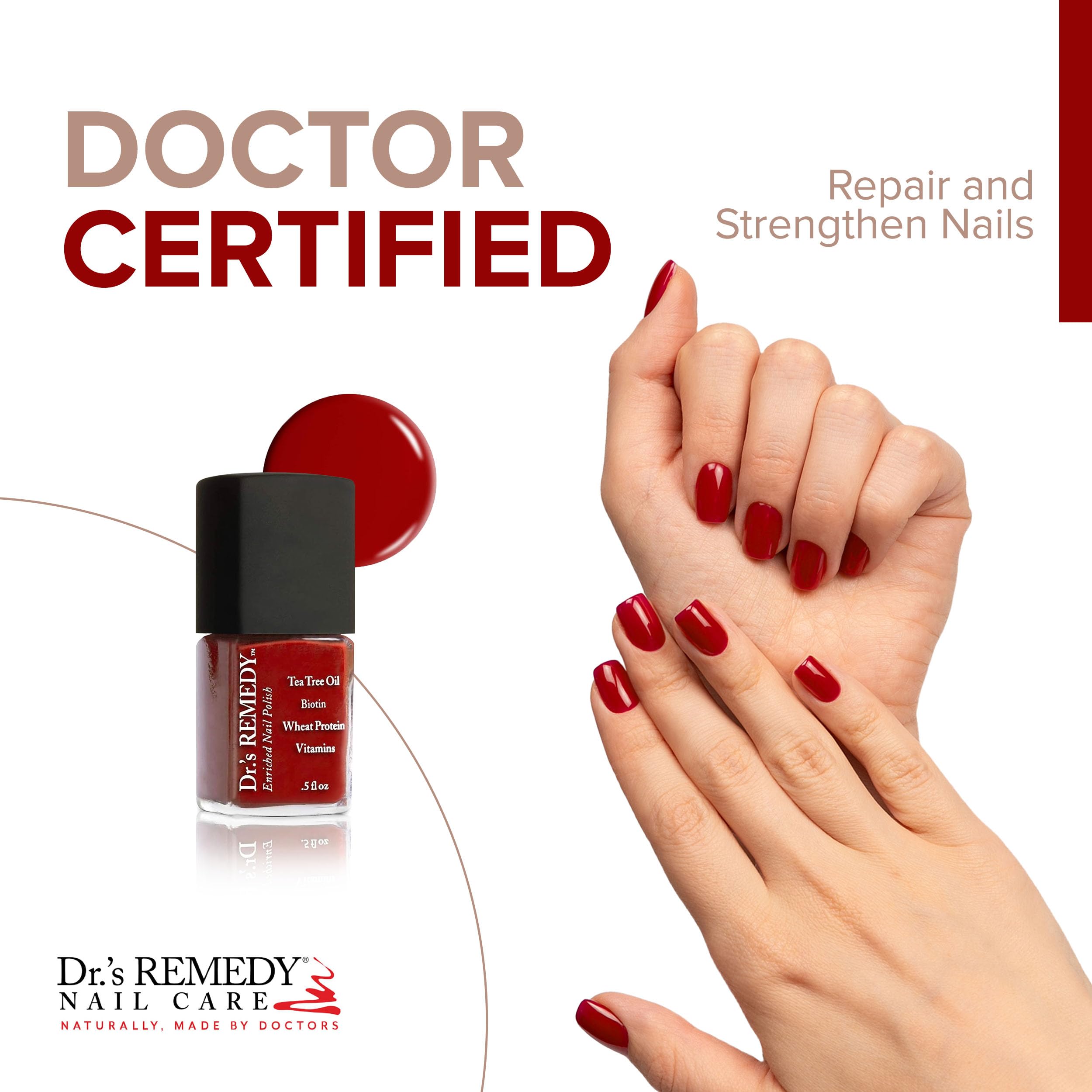 Dr.’s Remedy Enriched Nail Polish – 24-Free, Doctor-Formulated RESCUE Red