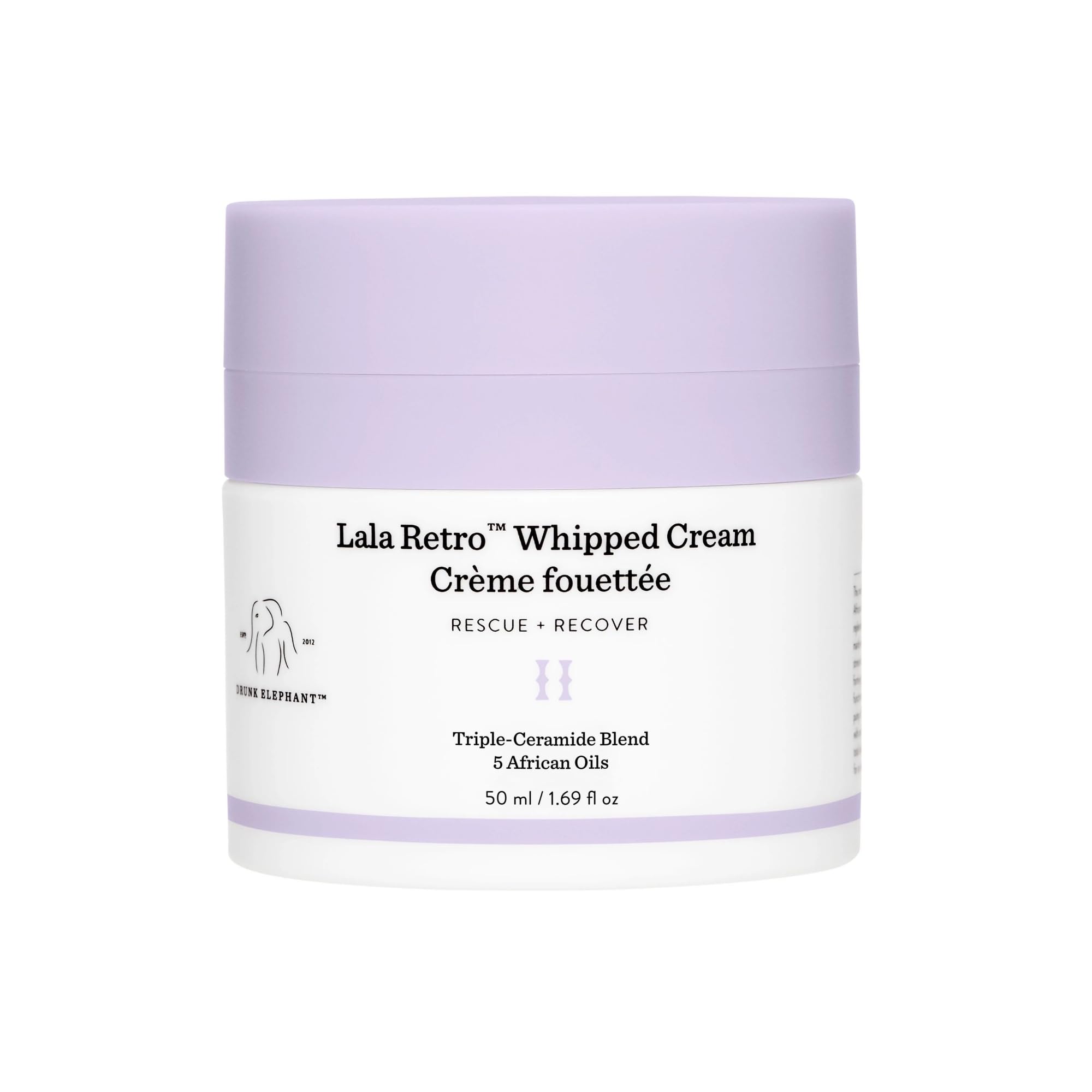 Drunk Elephant Lala Retro Whipped Cream – 50 ml / 1.69 fl oz | Ceramide Moisturizer