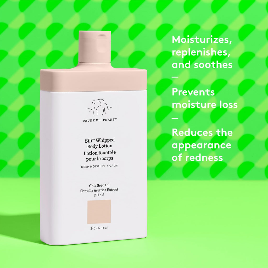 Drunk Elephant Sili Whipped Body Lotion — 240 ml / 8 oz, Rich Daily Moisturizer, Fragrance-Free