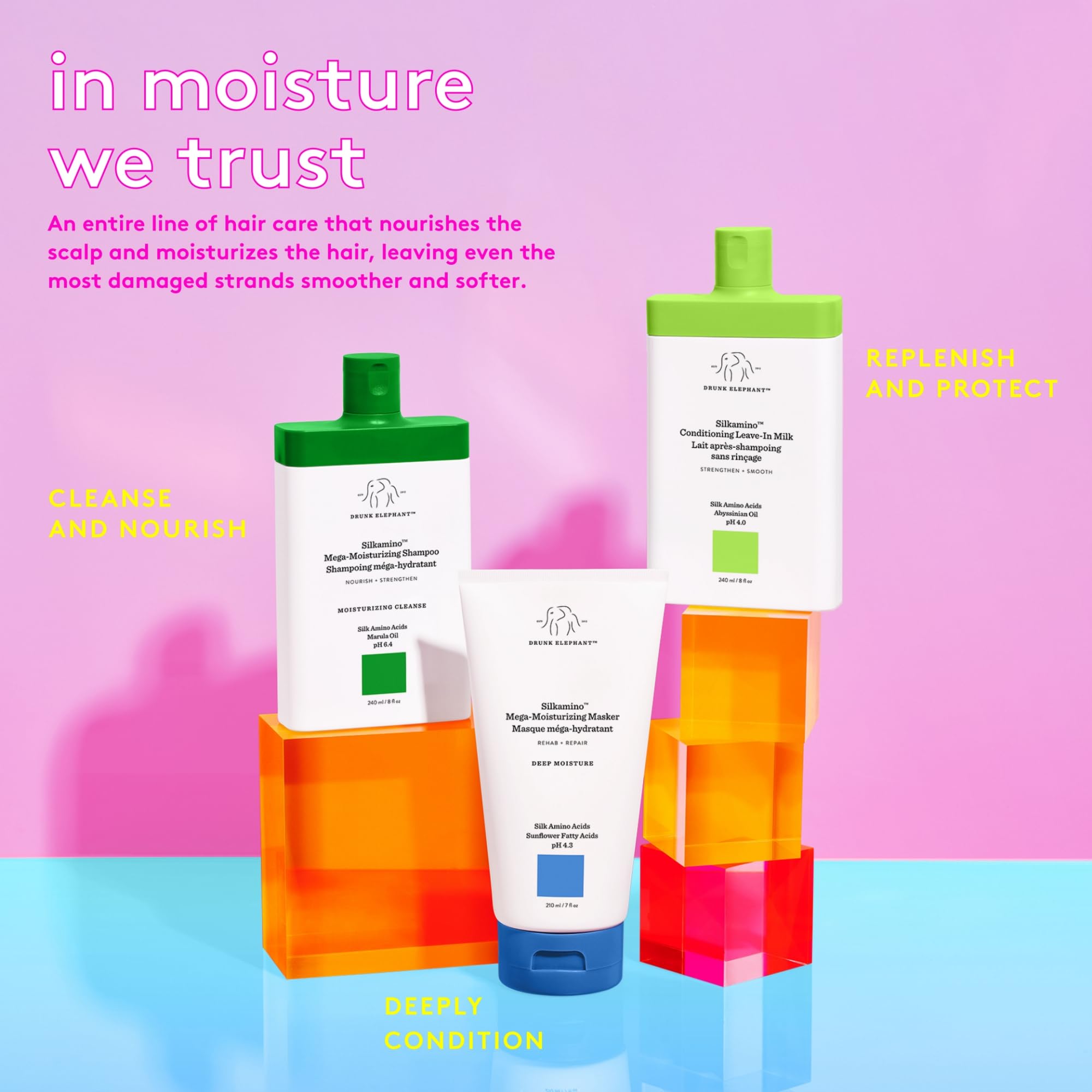 Drunk Elephant Silkamino Mega-Moisturizing Masker – Silk Amino Acids, 210 ml / 7 fl oz | Clean, Sulfate-Free
