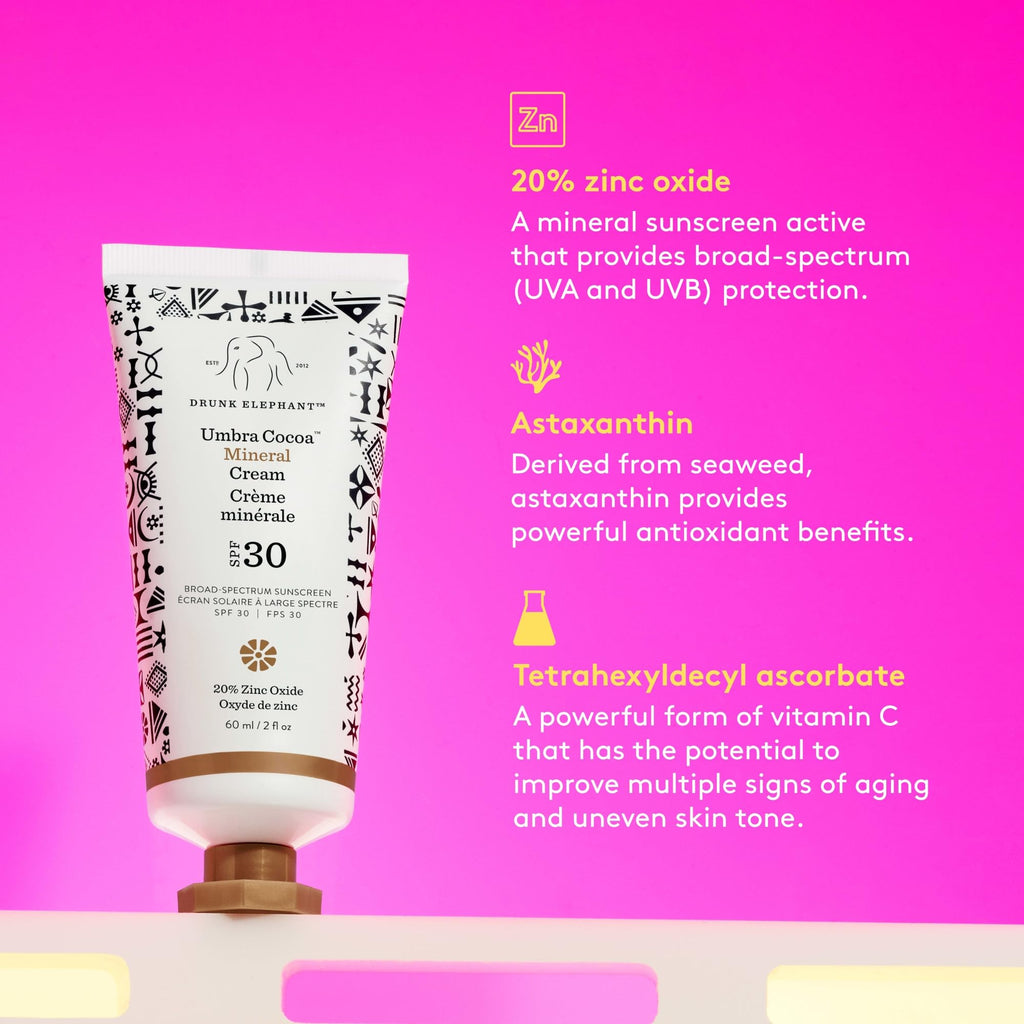 Drunk Elephant Umbra Cocoa Mineral Cream SPF 30 – Clean Mineral Sunscreen