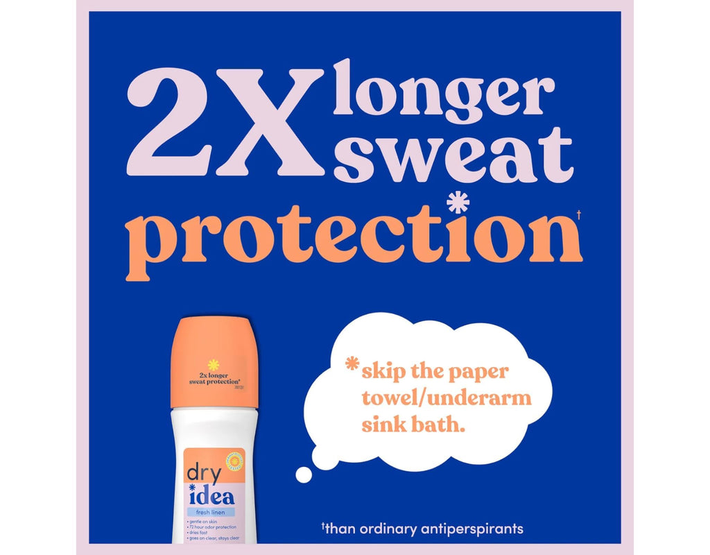 Dry Idea Fresh Linen Roll-On Antiperspirant Deodorant – 3.25 oz x6 | Silky, Quick-Dry, Clear Finish