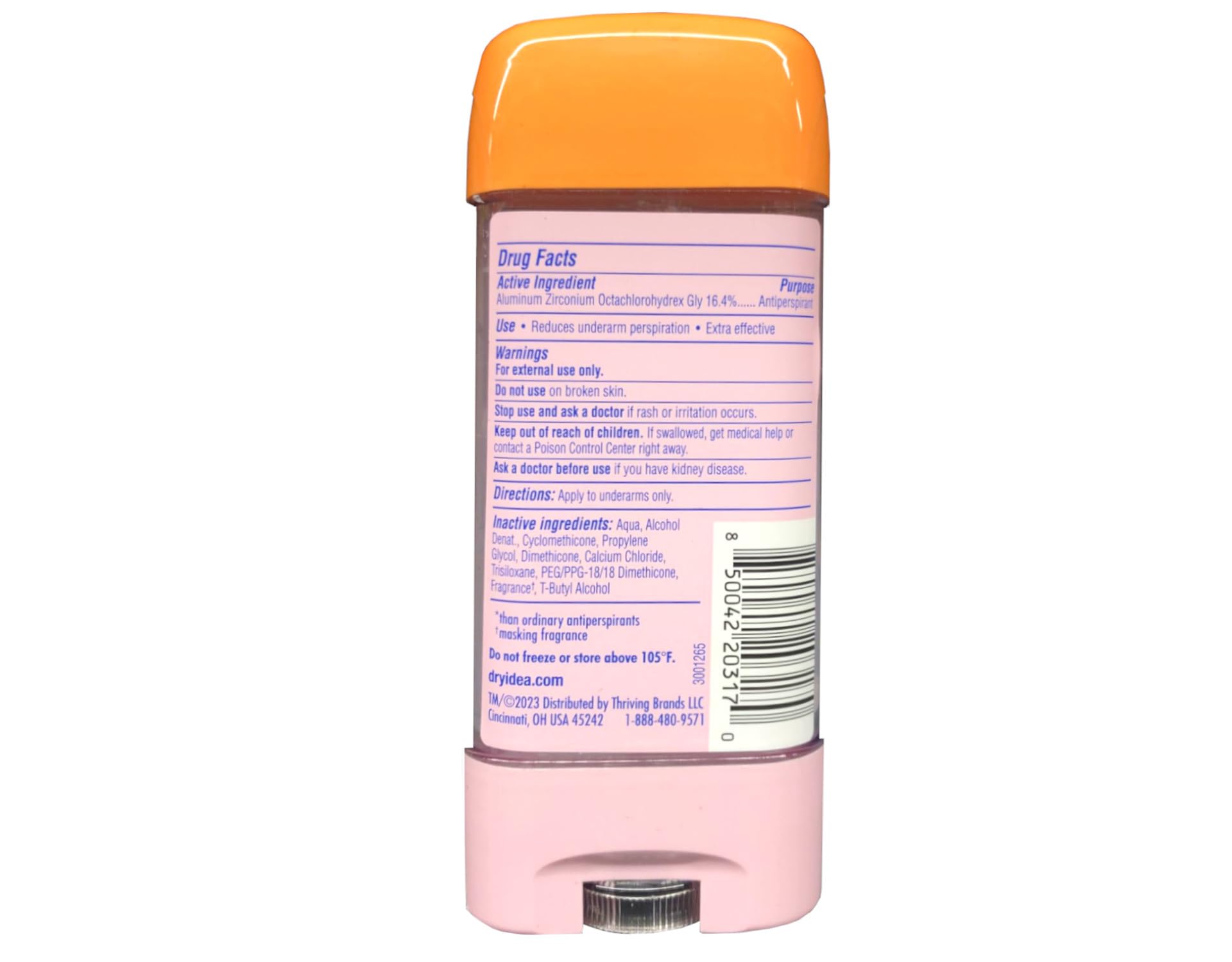 Dry Idea Clear Unscented Gel Antiperspirant & Deodorant – 3 oz (Pack of 10)