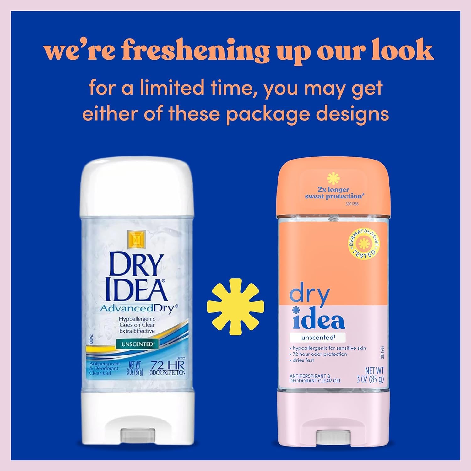 Dry Idea Clear Unscented Gel Antiperspirant Deodorant — 3 Oz, Pack of 3