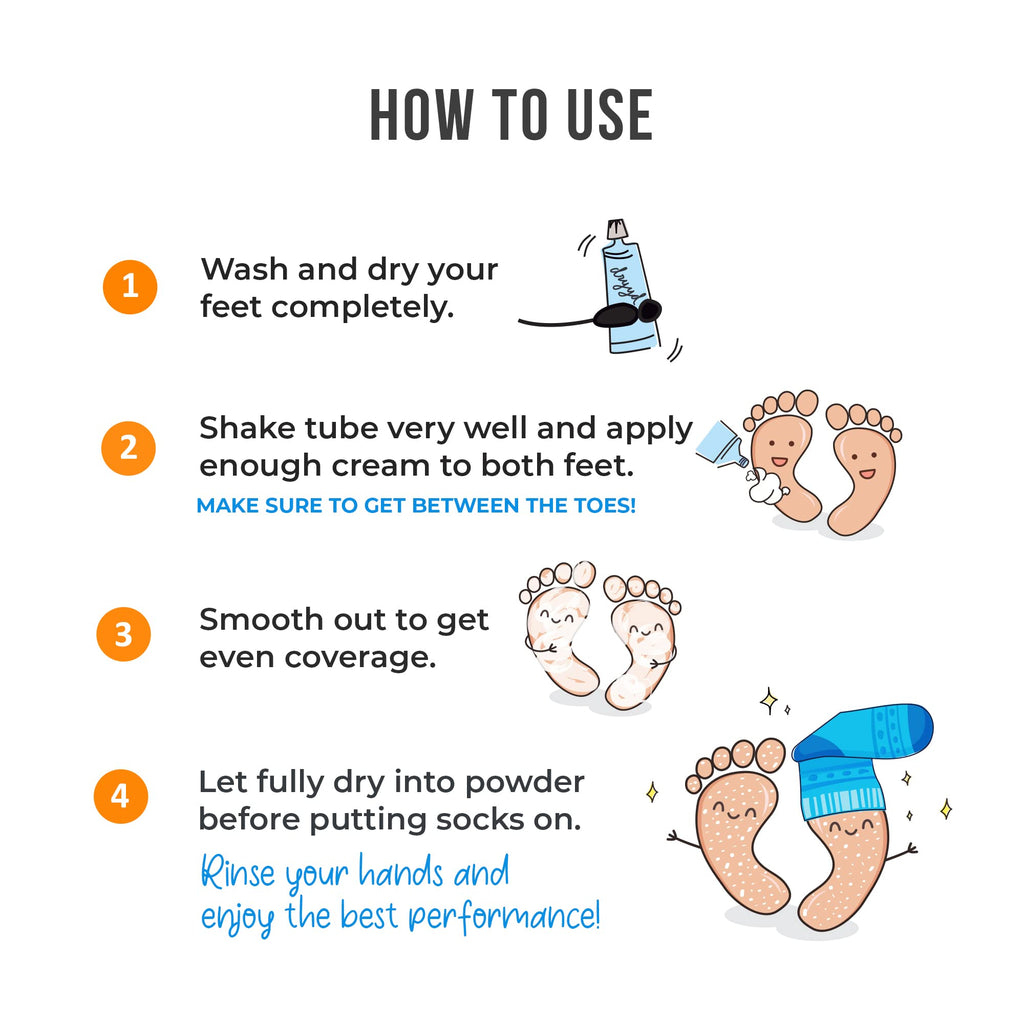 dryyd Foot Powder Cream Lotion Deodorant – Talc-Free 5oz Tube with Tea Tree & Peppermint