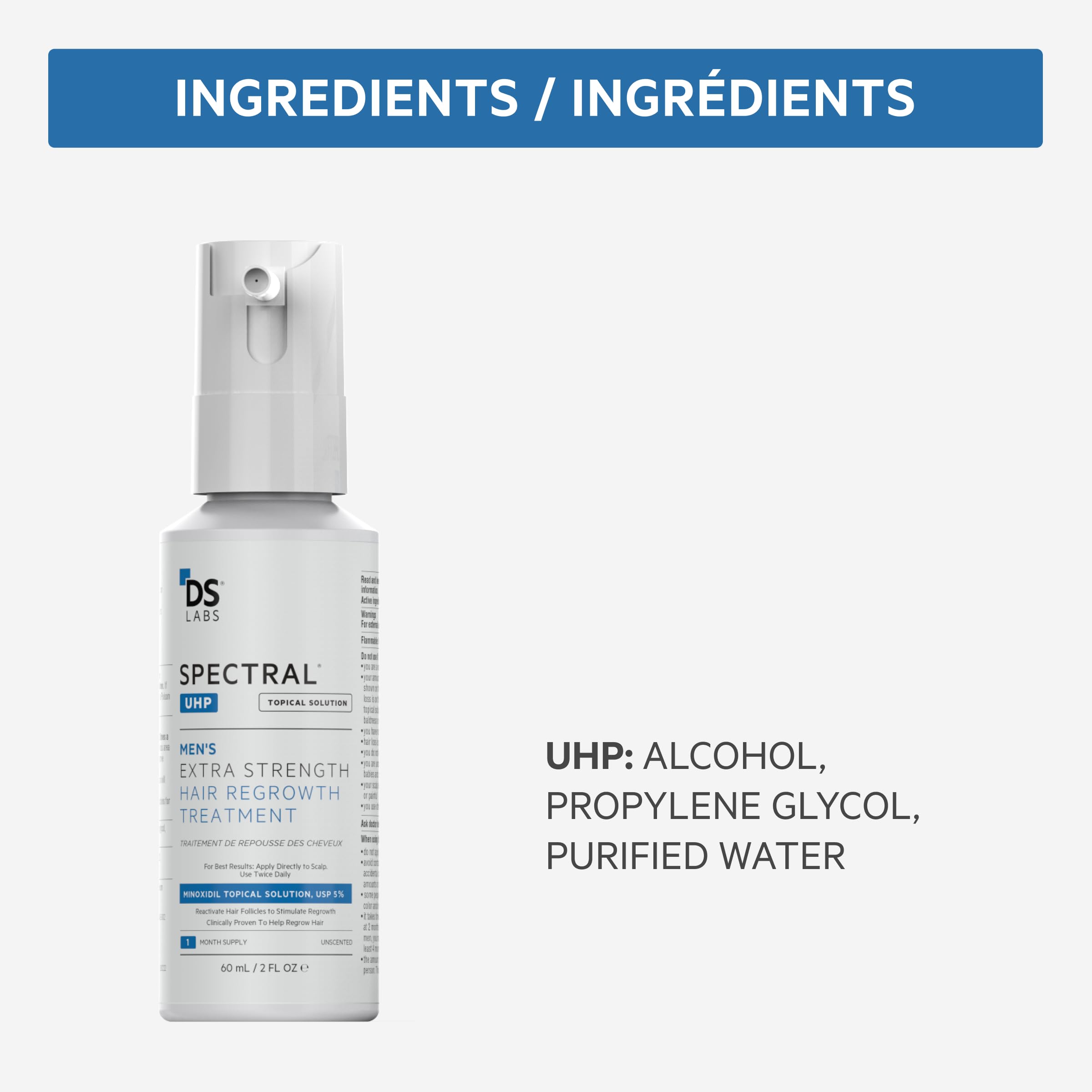 DS Laboratories Spectral.UHP 5% Minoxidil Hair Density Serum for Men – Extra Strength Crown Thinning, 60mL