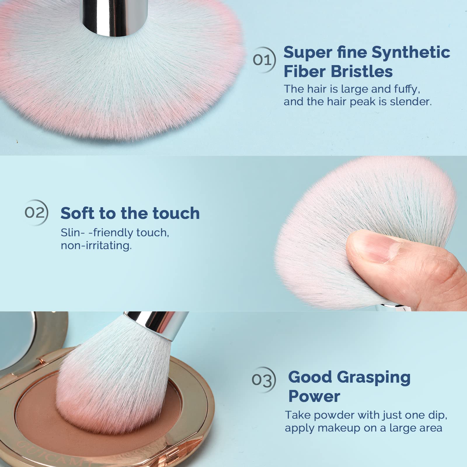 DUAIU 16pcs Professional Makeup Brush Set with Premium Synthetic Brushes & Sponges – Blue