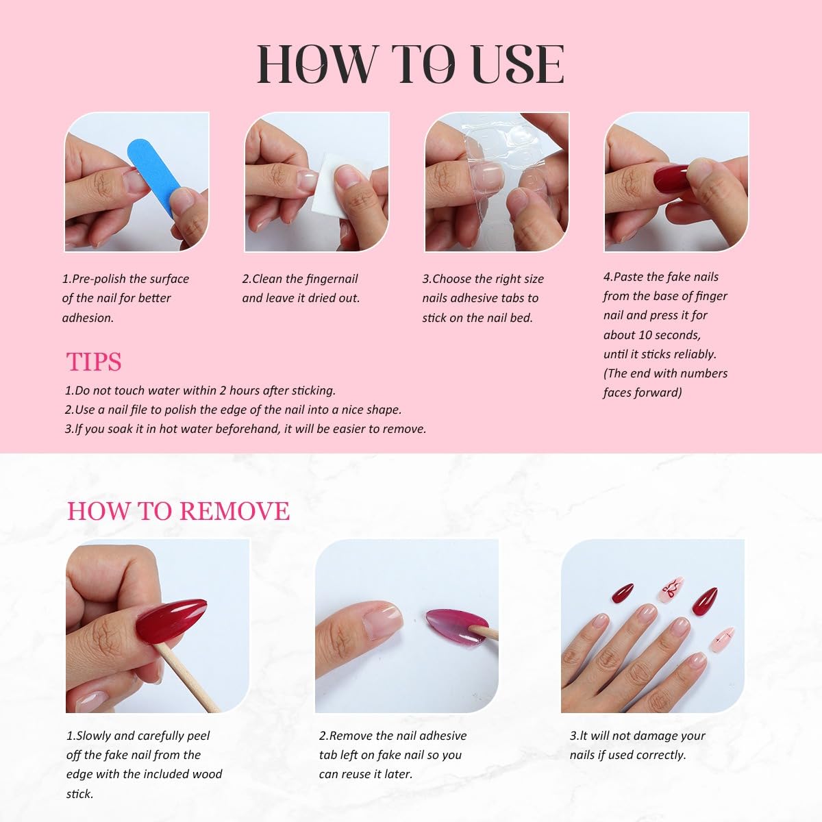 Duckbill Shape Press On Nails 3D Flower – White French Tips with Gold Rhinestones | Short Acrylic Nails (S)