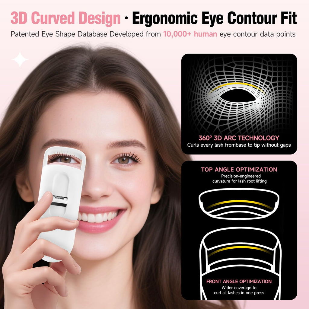 DUDUDU Heated Eyelash Curler – Portable Mini, 2-Temp, Type-C Recharge, 10s Heat