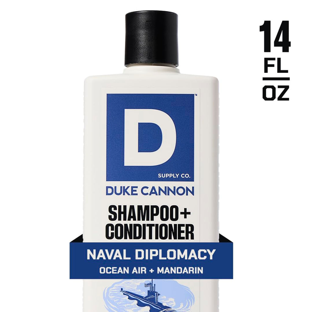 Duke Cannon Supply Co. 2-in-1 Hair Wash – Naval Diplomacy Scent, 14 oz, 2-Pack