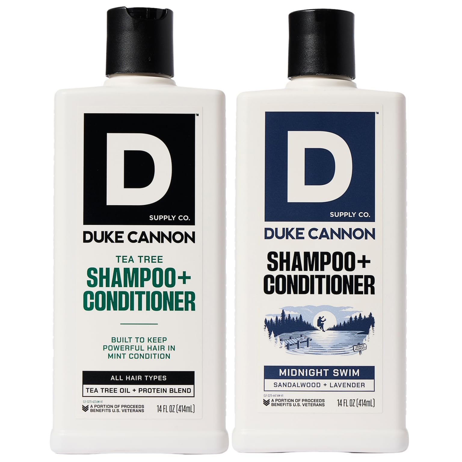 Duke Cannon Supply Co. 2-in-1 Hair Wash - Tea Tree & Midnight Swim - 14 oz 2-Pack