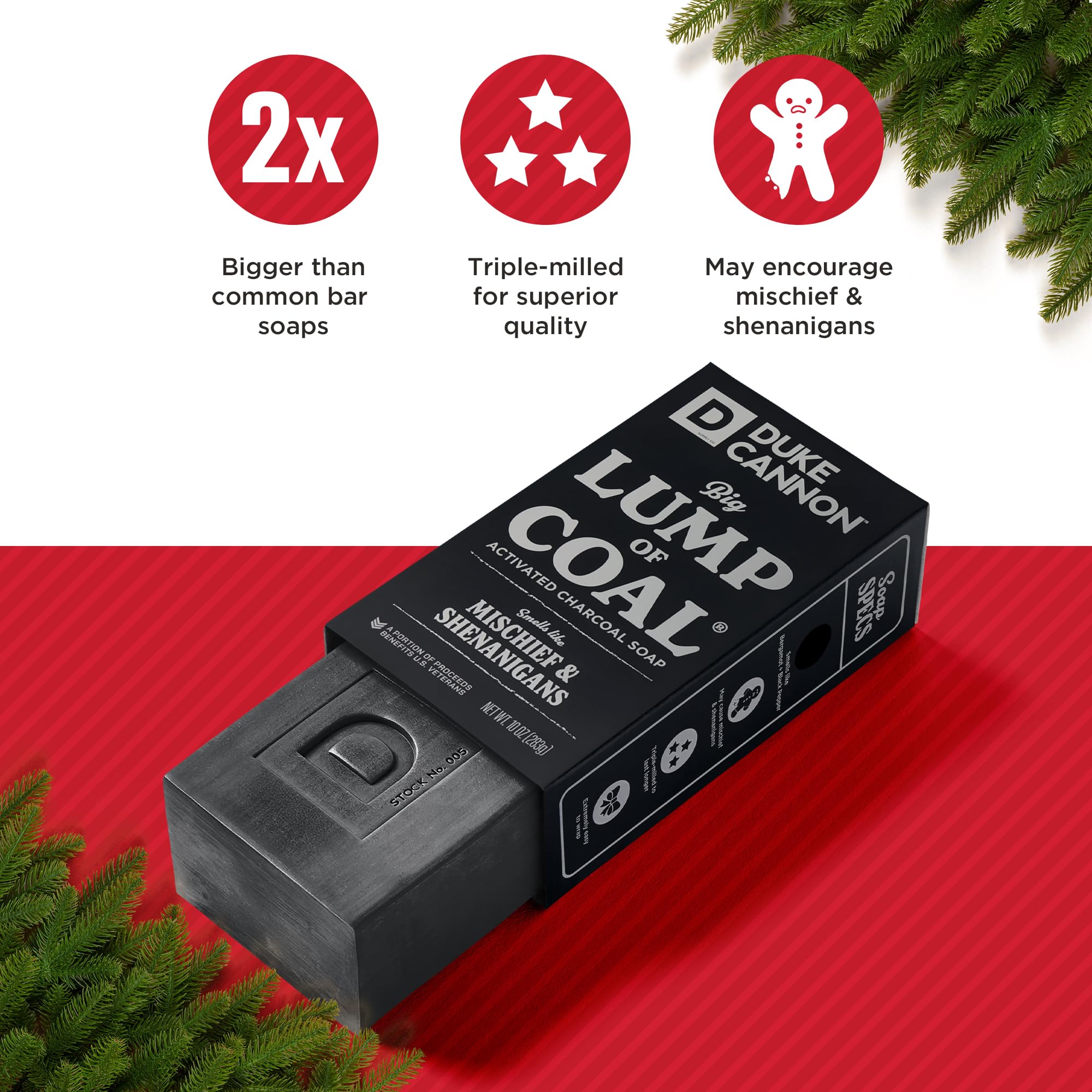 Duke Cannon Big Brick of Soap Holiday 4-Pack for Men – 10 oz Each – Long-Lasting Triple-Milled Bar Soaps in Holiday Scents
