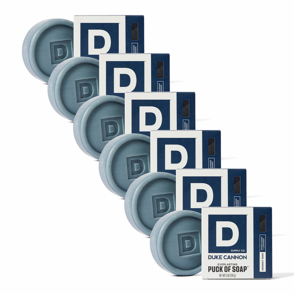 Duke Cannon Supply Co. Bar Soap Puck – Midnight Swim, 6-Pack, 5 oz