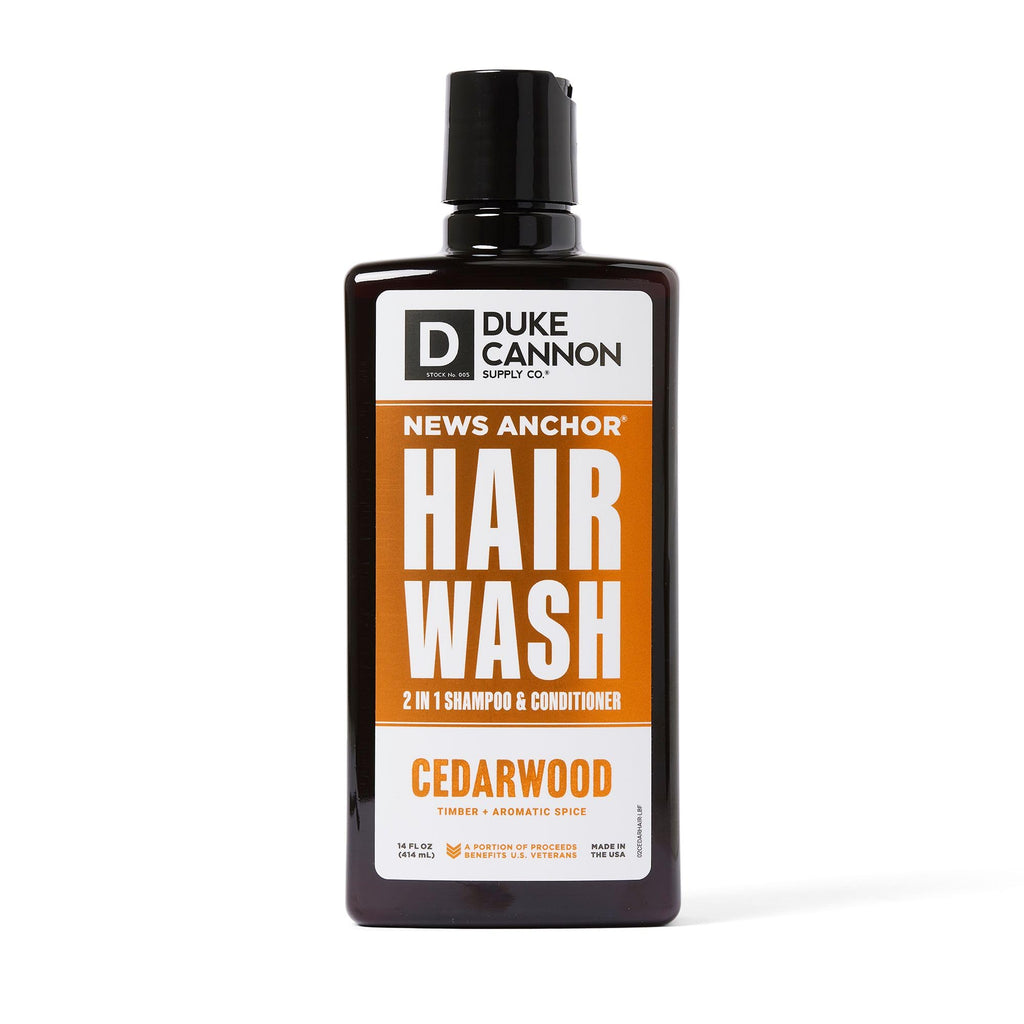 Duke Cannon News Anchor 2-in-1 Hair Wash – Cedarwood Scent, 14oz, Sulfate-Free