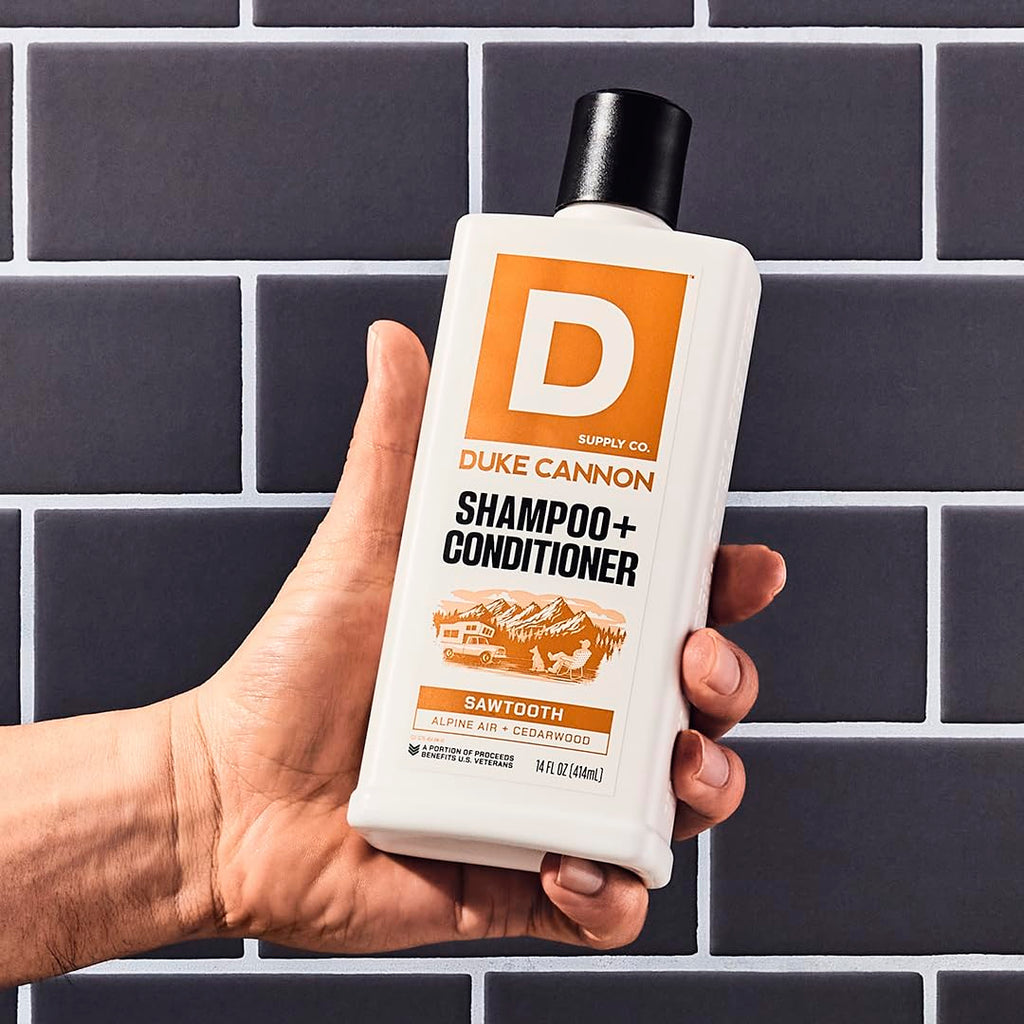 Duke Cannon Sawtooth 2-in-1 Hair Wash – Gentle Cleansing Shampoo & Conditioner for Men, 14 oz, 2-Pack
