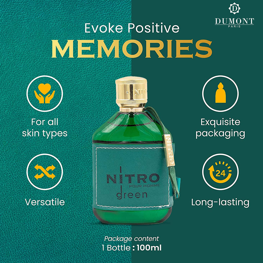 Dumont Nitro Green Eau de Parfum – Vibrant Weekend Fragrance (3.4 fl oz)