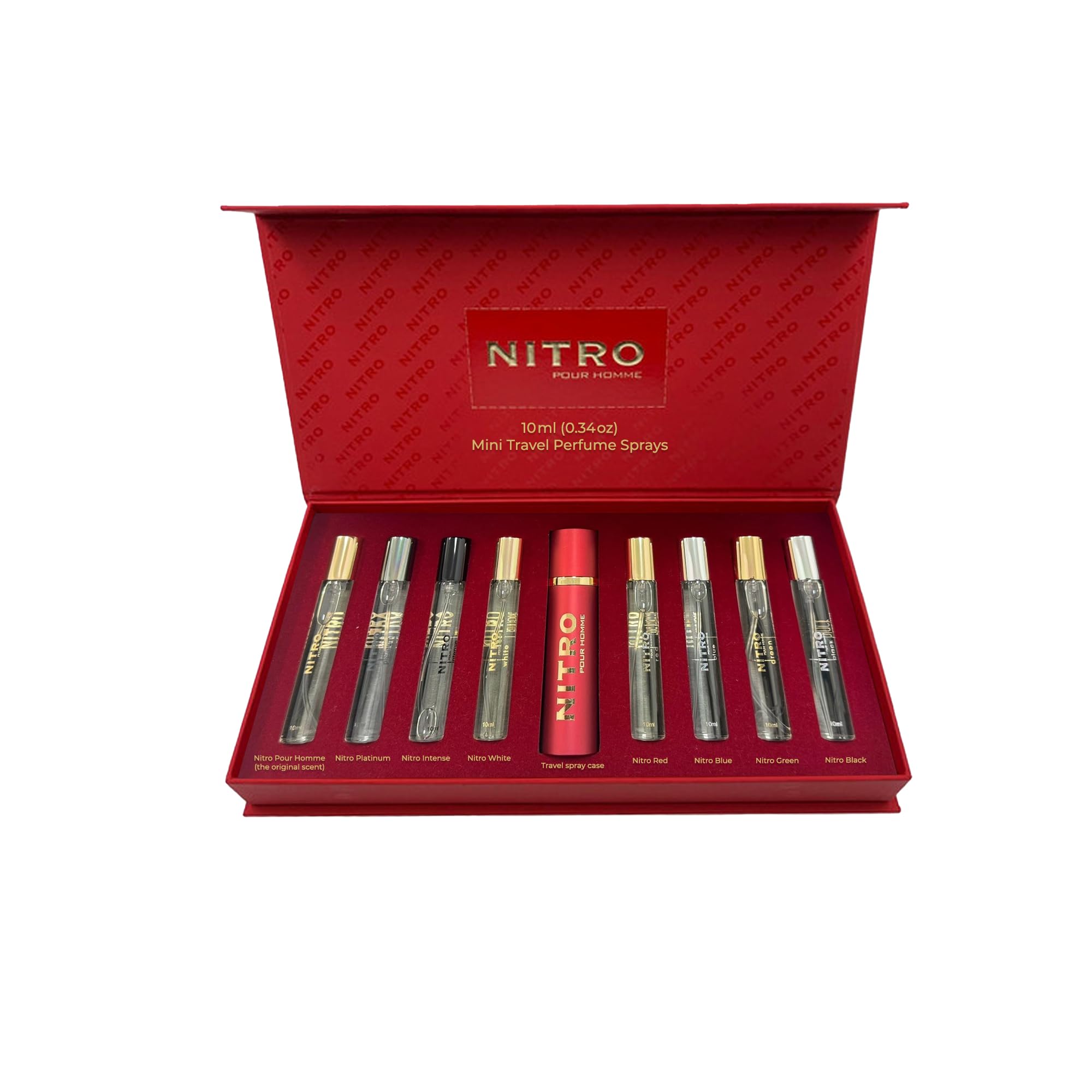 Dumont Nitro Pour Homme Perfume Discovery Set for Men – 8x0.34oz Mini Travel Sprays
