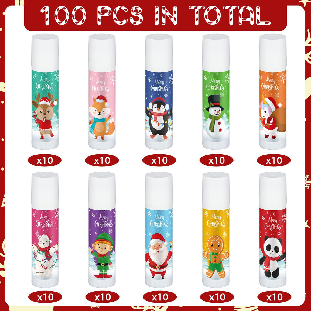 Dunzy 100 Pack Christmas Lip Balm Gifts – Bulk Stocking Stuffers & Gift Ideas