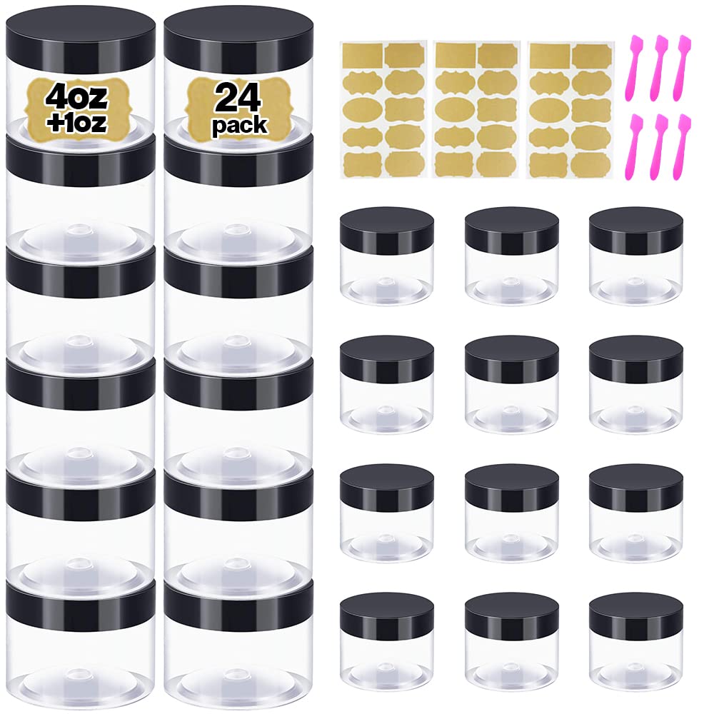 DupakSYS 4 oz & 1 oz Jars with Lids Set of 24 – Leak-Proof Cosmetic Containers