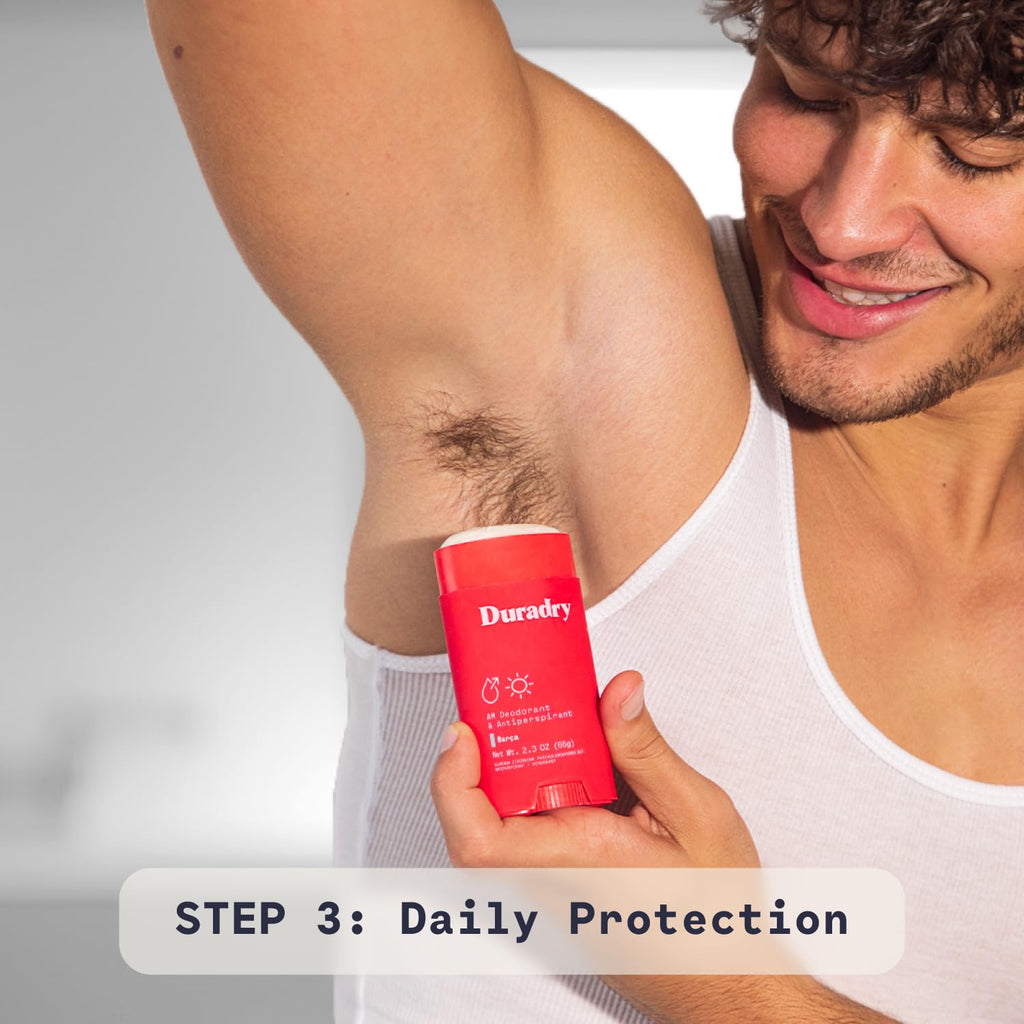 Duradry 3-Step System – Antiperspirant Stick, Sweat-Minimizing Gel, Barca Body Wash
