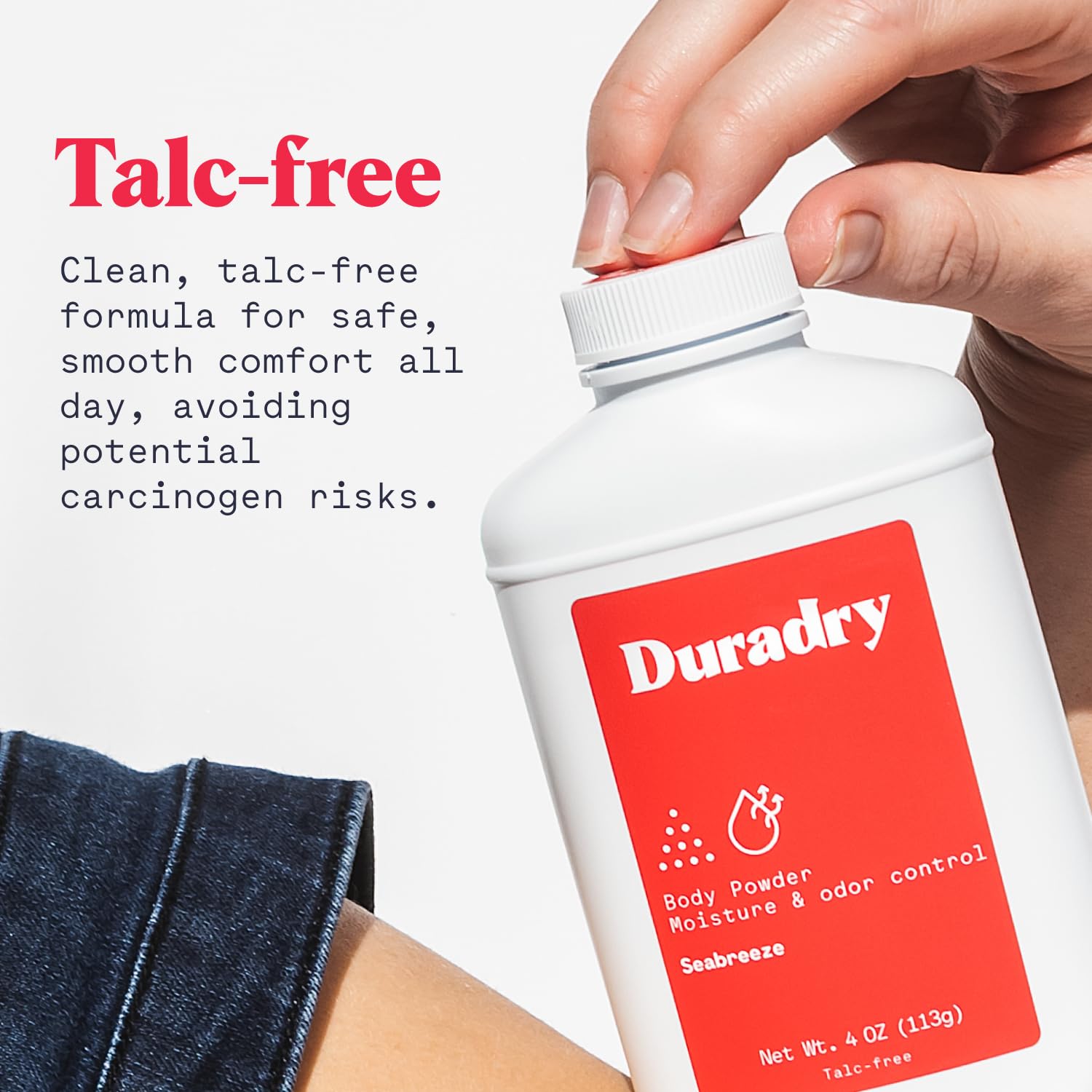 Duradry Seabreeze All-Natural Body Powder – Talc-Free, Odor & Moisture Control (3-Pack)