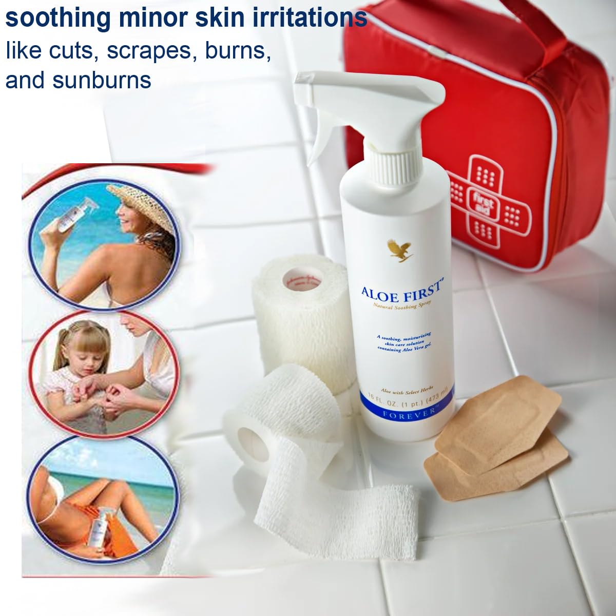 DurbaLife Sunburn Relief Bundle: Aloe First 16.9 oz + Cooling After Sun Gel (20 ml)