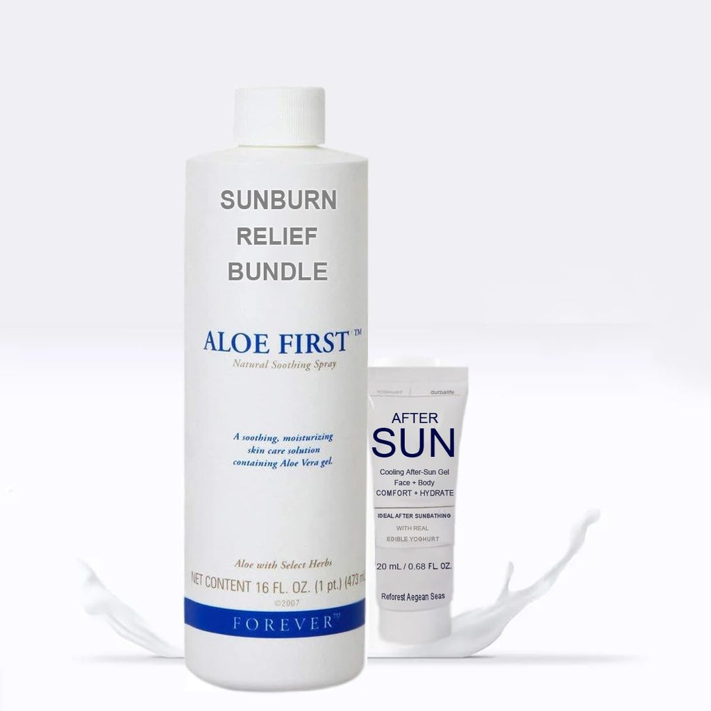 DurbaLife Sunburn Relief Bundle: Aloe First 16.9 oz + Cooling After Sun Gel (20 ml)