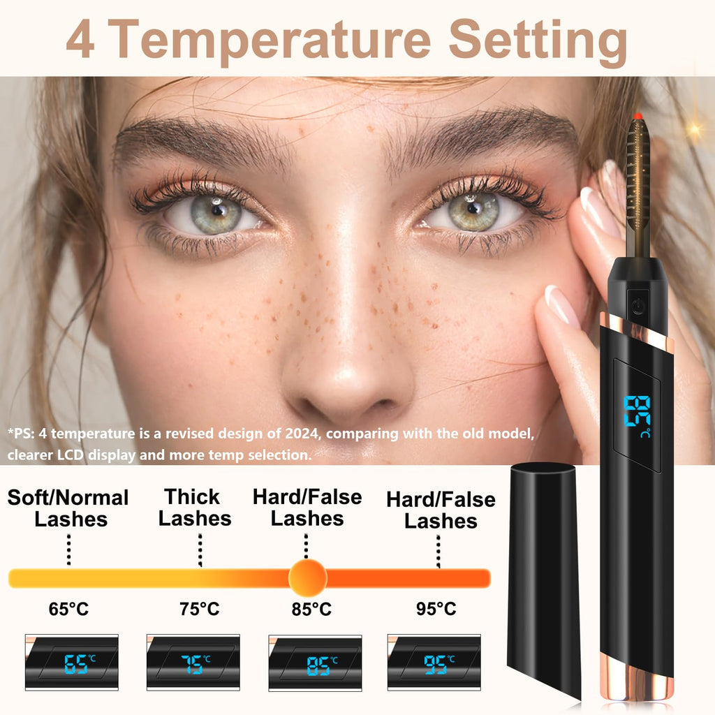 Dust2Oasis Heated Eyelash Curler – 2025 New Model, USB-C Rechargeable, 3 Temperature Settings, 24-Hour Curl