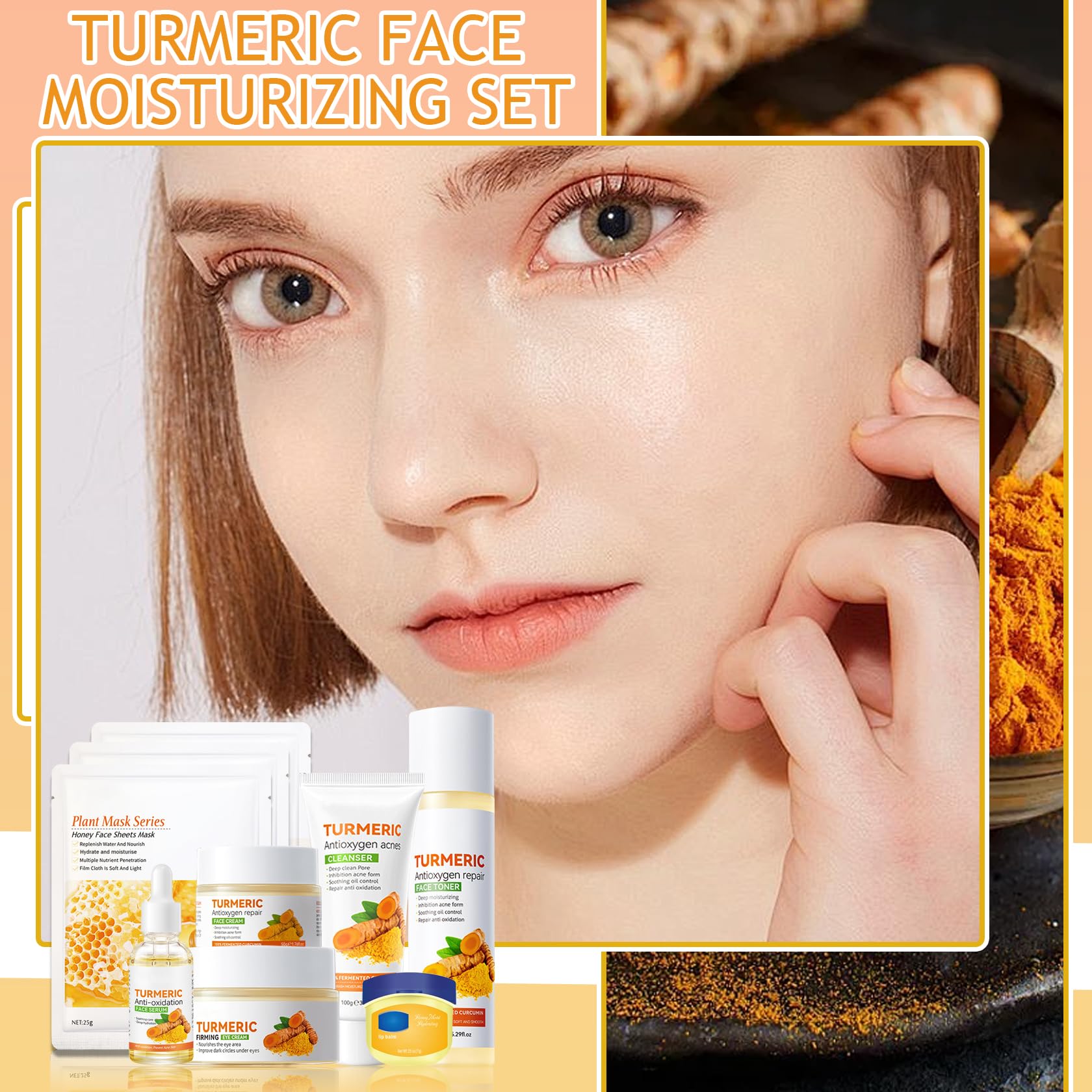 DWDiWen Turmeric Skin Care Set – 9-Piece Travel Facial Kit