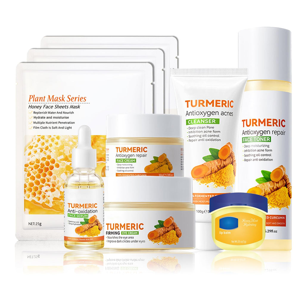 DWDiWen Turmeric Skin Care Set – 9-Piece Travel Facial Kit