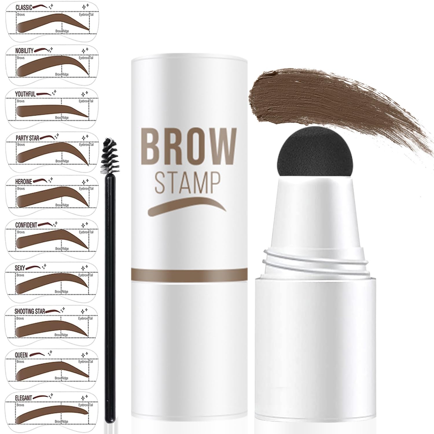 DWNDN Eyebrow Stencil Kit with Stamp — 10 Templates, Long-Lasting & Smudge-Proof