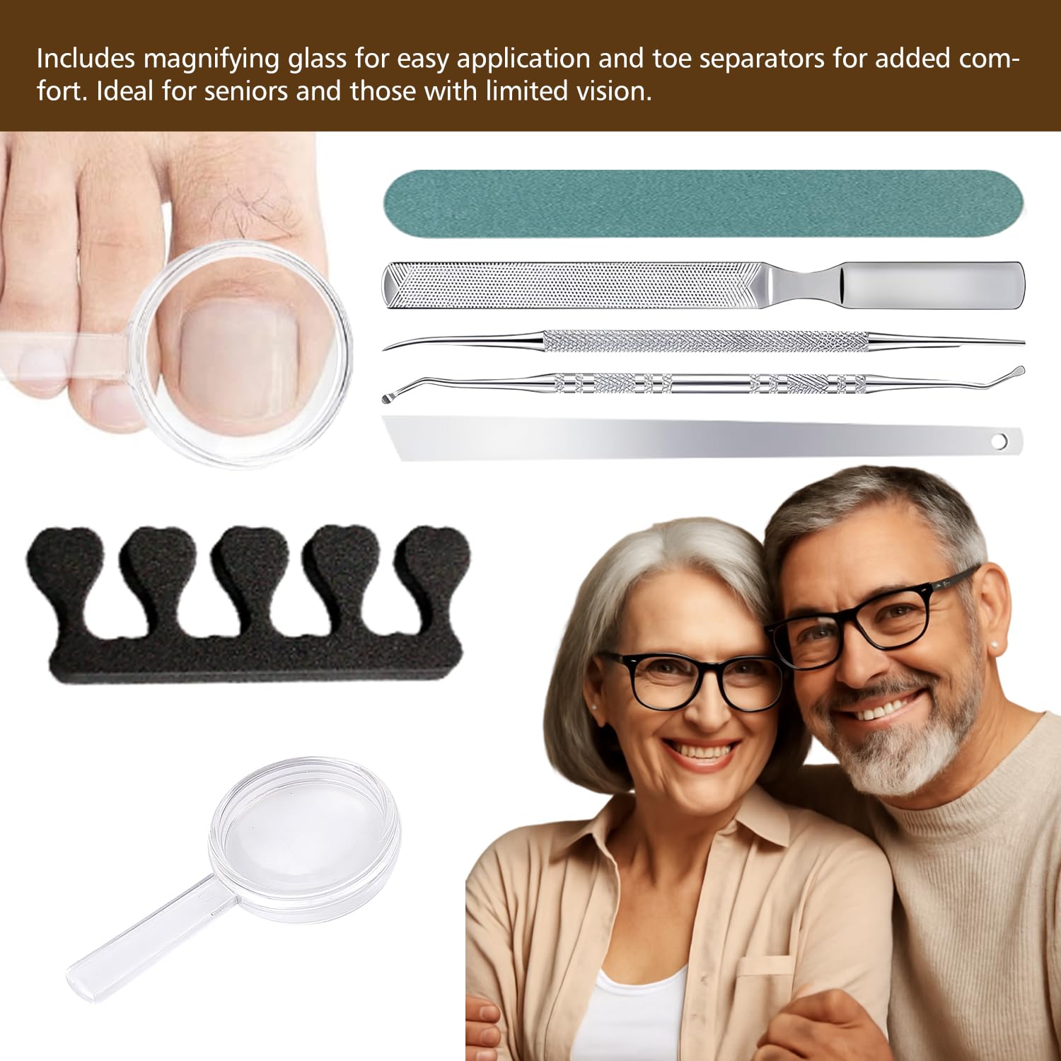 Dynaxor Ingrown Toenail Corrector Kit with Magnifier – Home Nail Care Tools