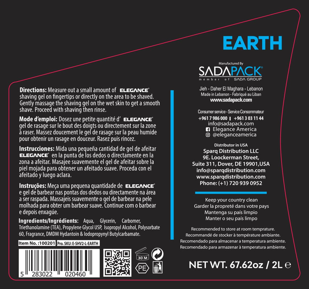 E Elegance Transparent Shaving Gel – Unisex Barber Accessories, Aquatic Earth Fragrance, 4.2 lb