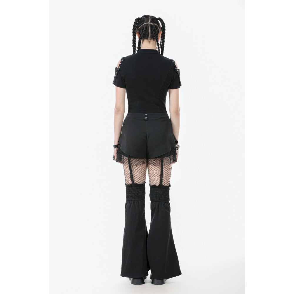 Dark in Love Seraphine Lace Off-Shoulder Goth Top in Black