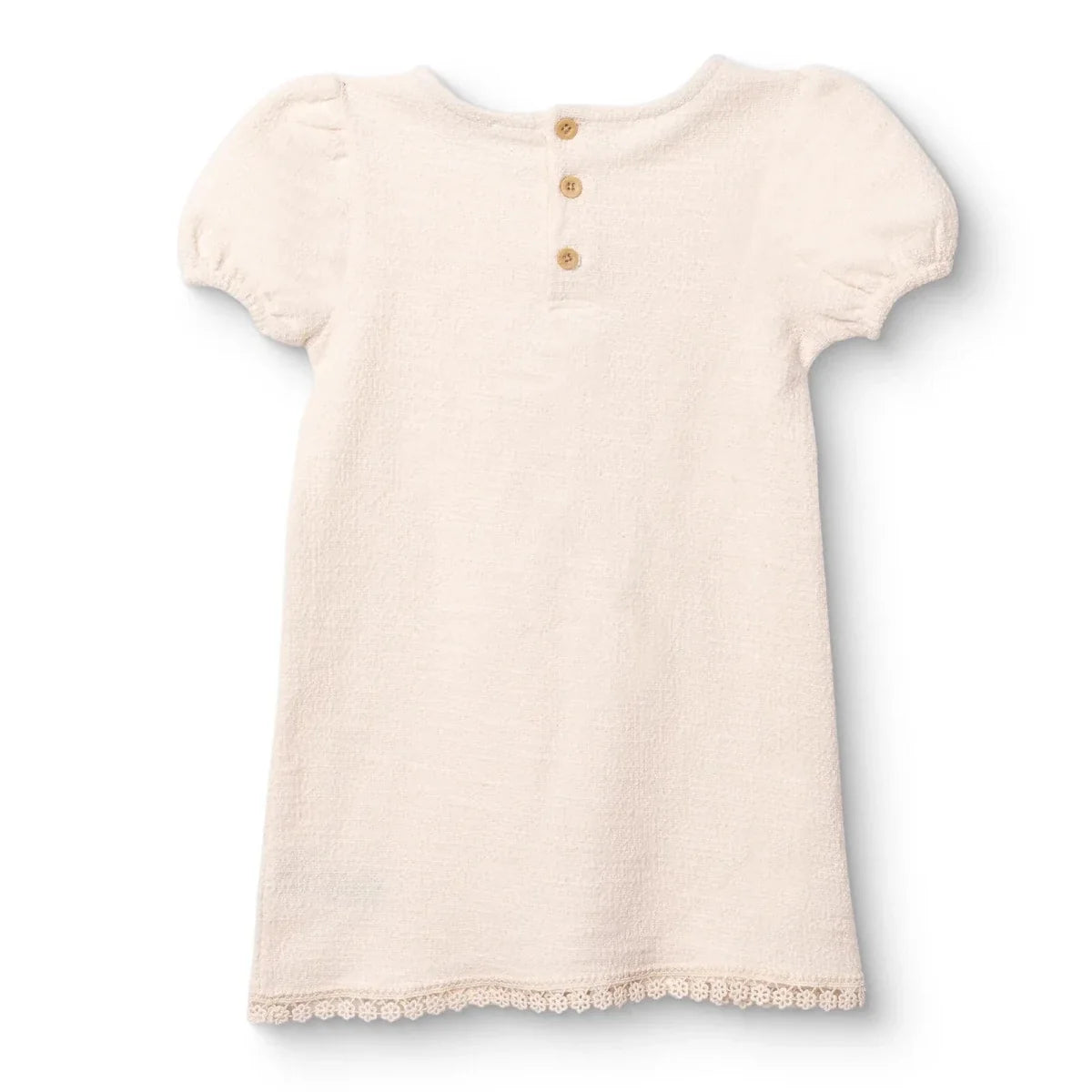 HelloBaby Short Sleeve Jacquard Woven Baby Dress (6-9 Months to 4-5 Years) - Ecru