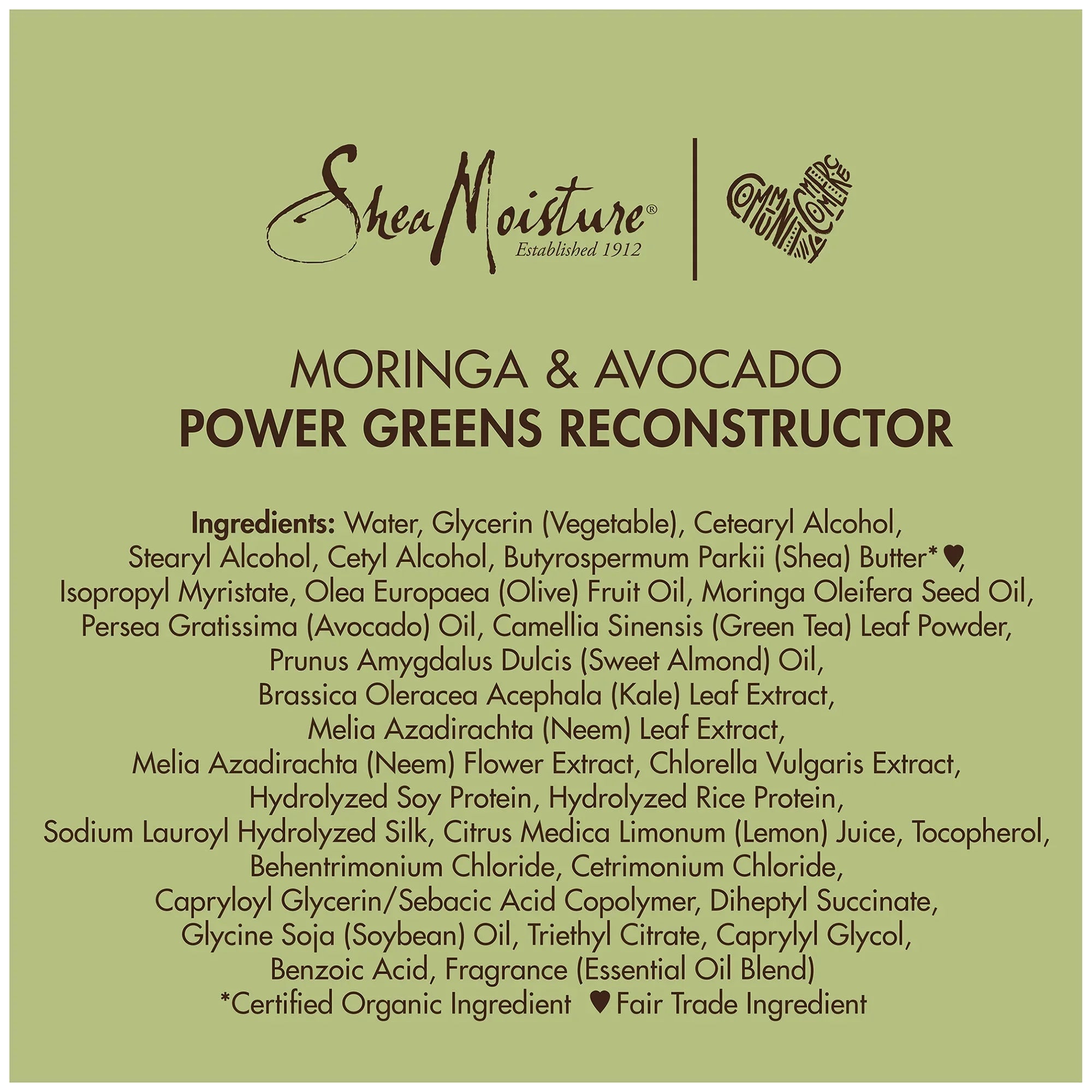 Shea Moisture Moringa & Avocado Power Greens Reconstructor 8 oz / 237 ml - For Weak, Brittle & Dry Hair
