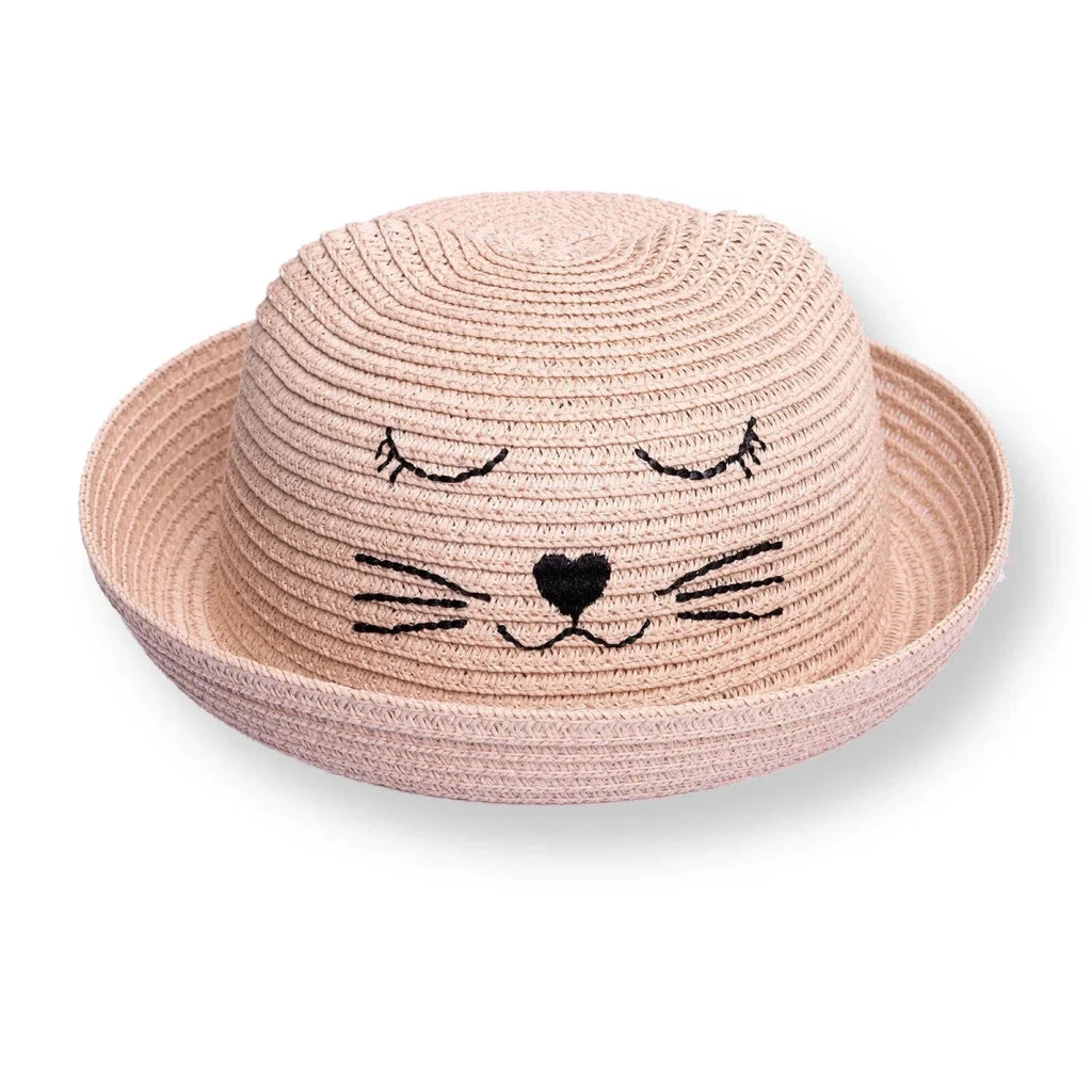 HelloBaby Cat Design Straw Baby Hat (12 Months to 1-4 Years) - Powder